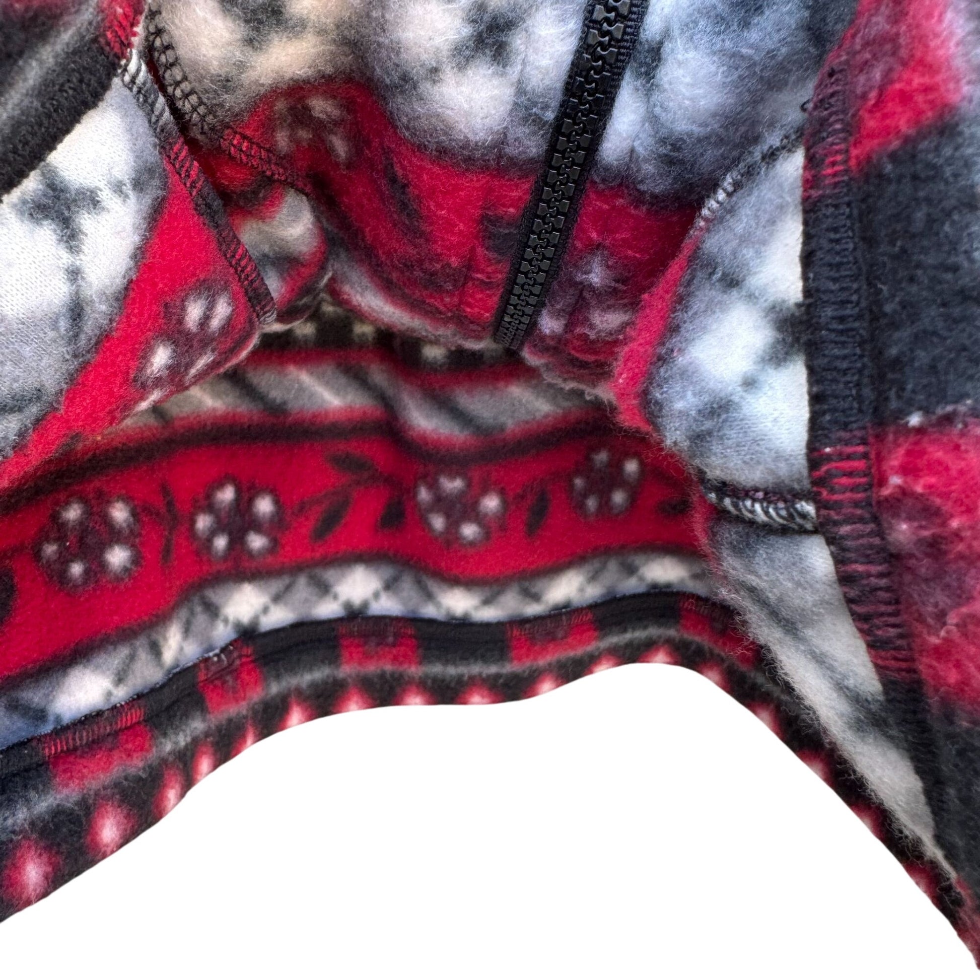 Alfred Dunner Womens Red Black Nordic Pattern Fair Isle Full Zip Fleece Jacket S