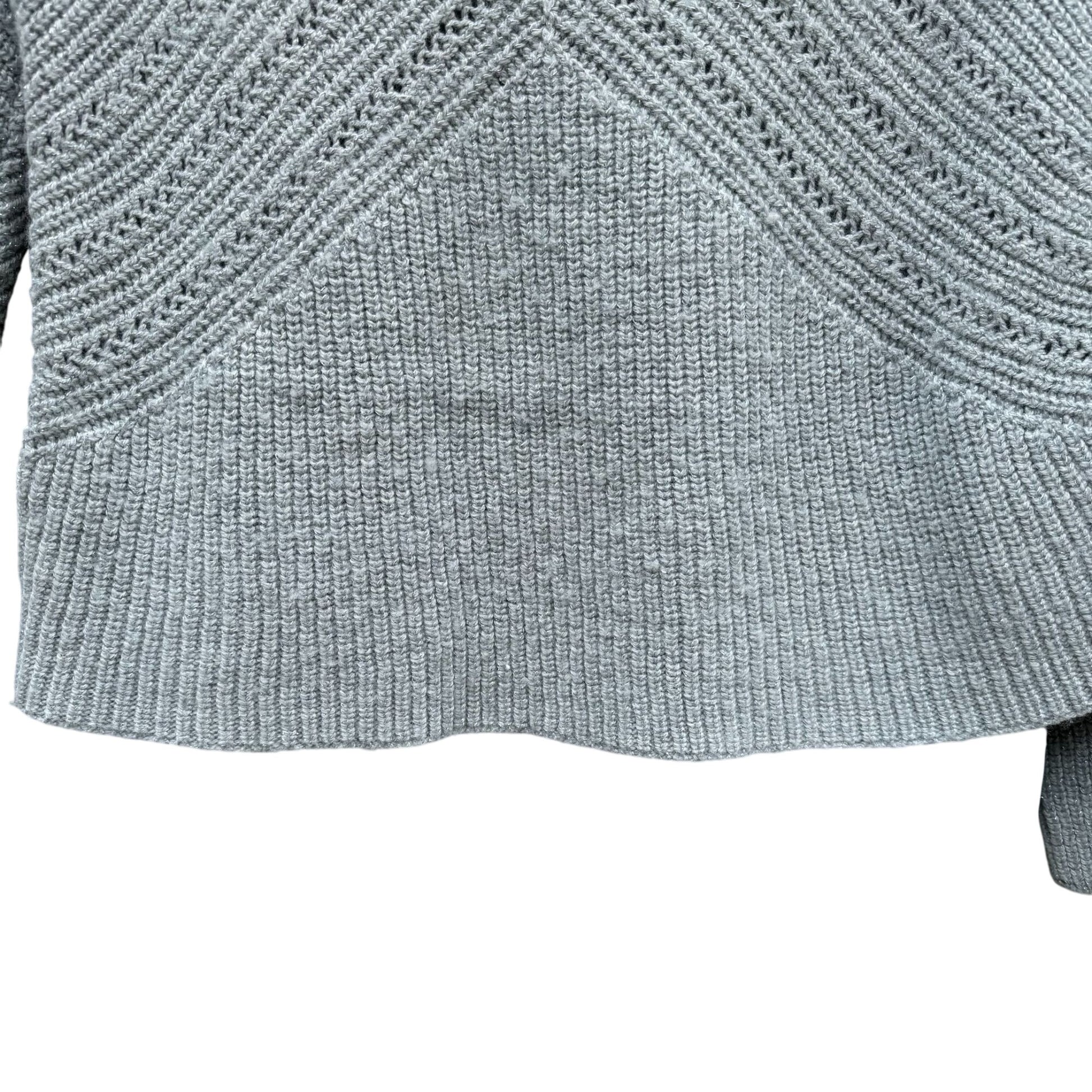 Lucky Brand Nico Pullover April Moon Blue Knit Chiffon Layered Chevron Sweater