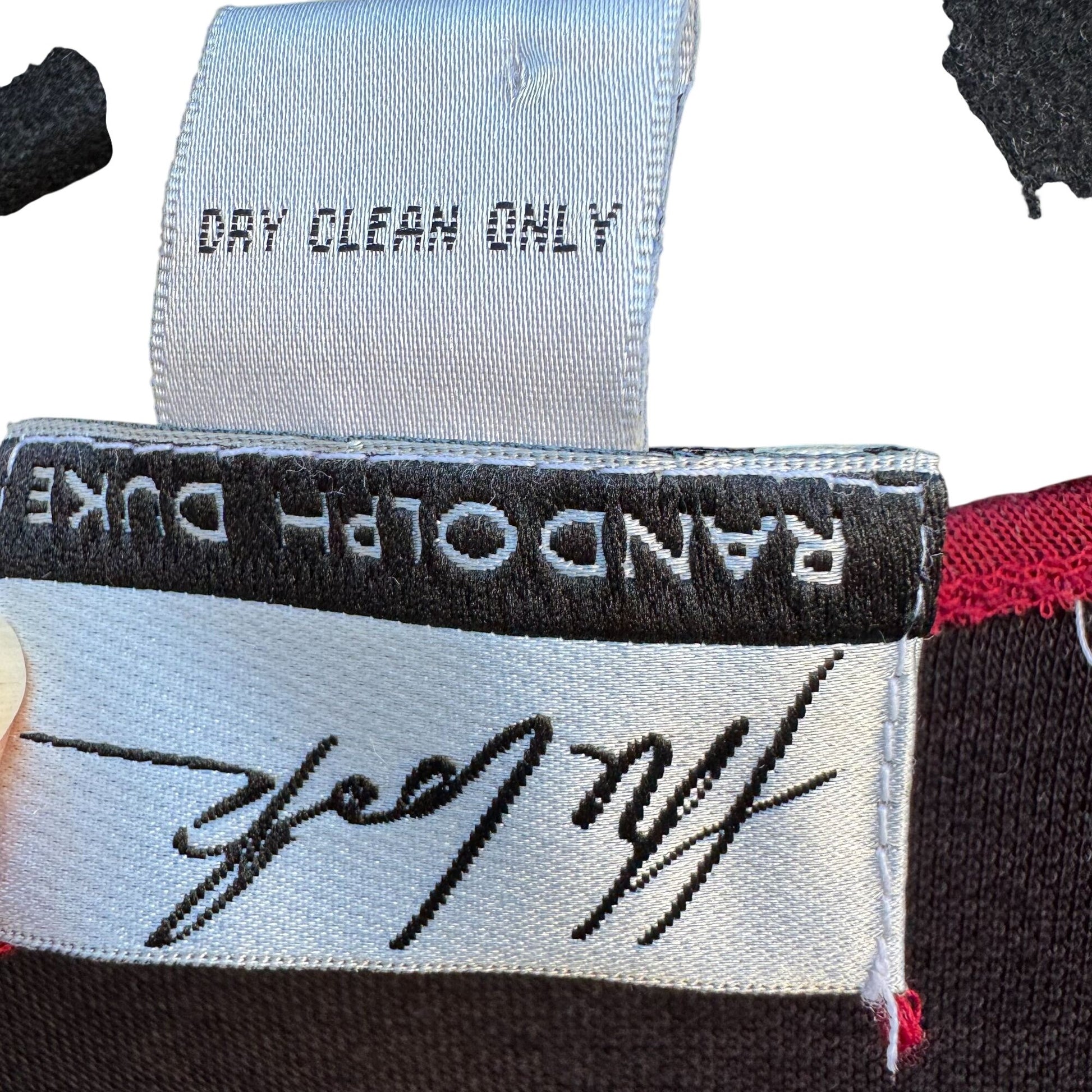 Randolph Duke The Look Red Tie-Front Cardigan Wrap Glam Black Faux Fur Trim OS