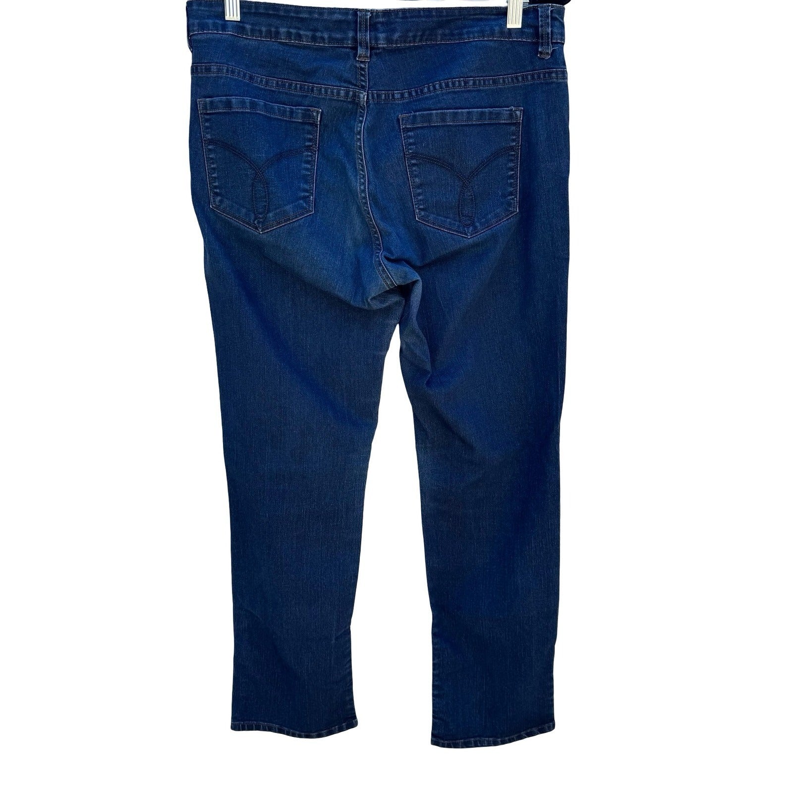 Calvin Klein Jeans Womens 14x32 Dark Wash Straight Leg Stretch Denim Blue Pants