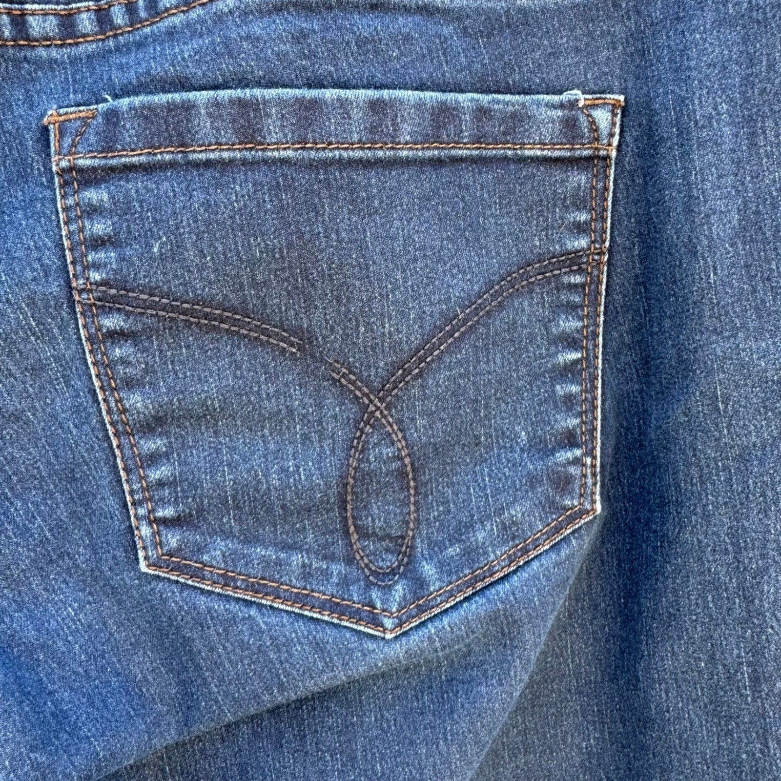 Calvin Klein Jeans Womens 14x32 Dark Wash Straight Leg Stretch Denim Blue Pants