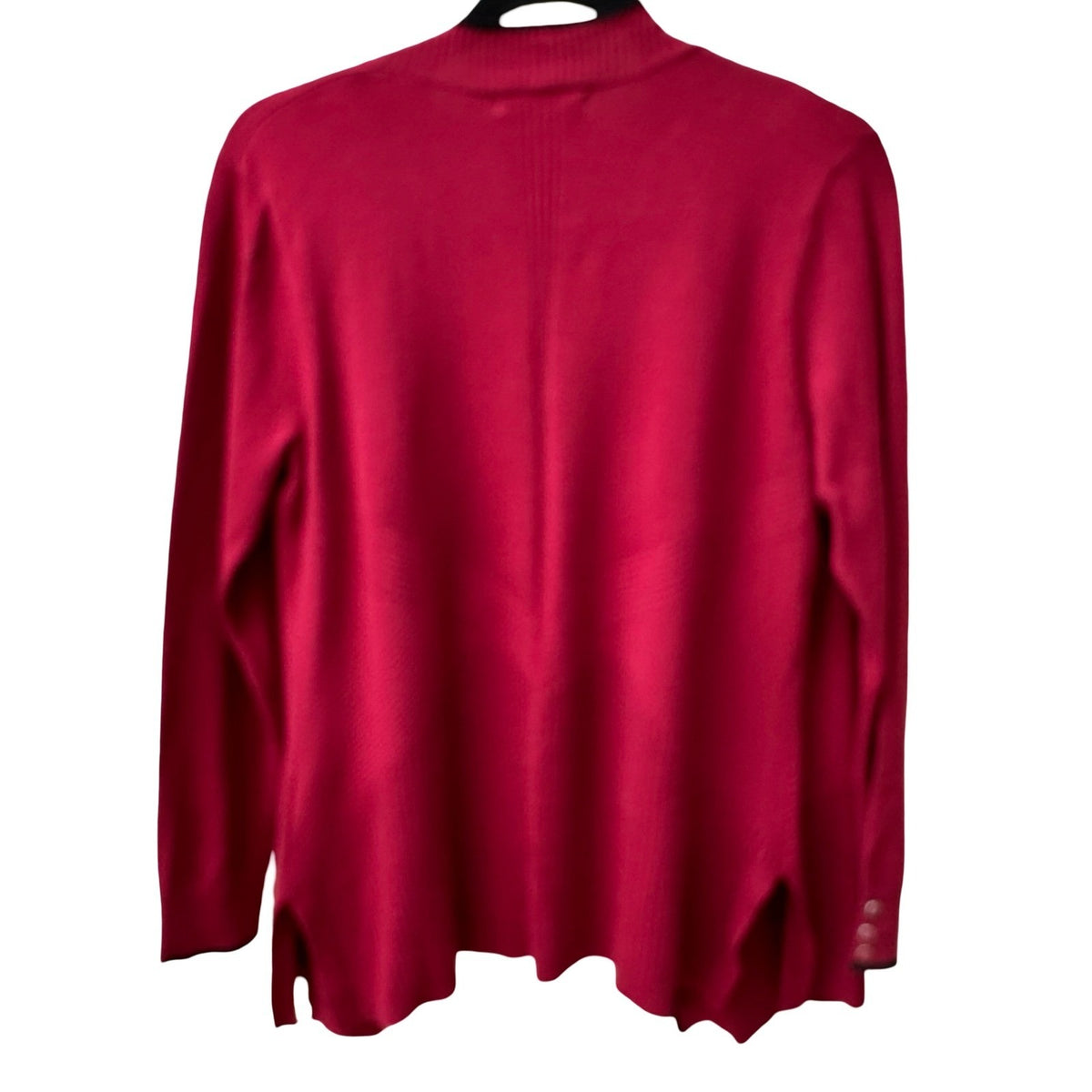 89th + Madison Dark Academia Minimalist Ribbed Open Front Cardigan Burgundy M