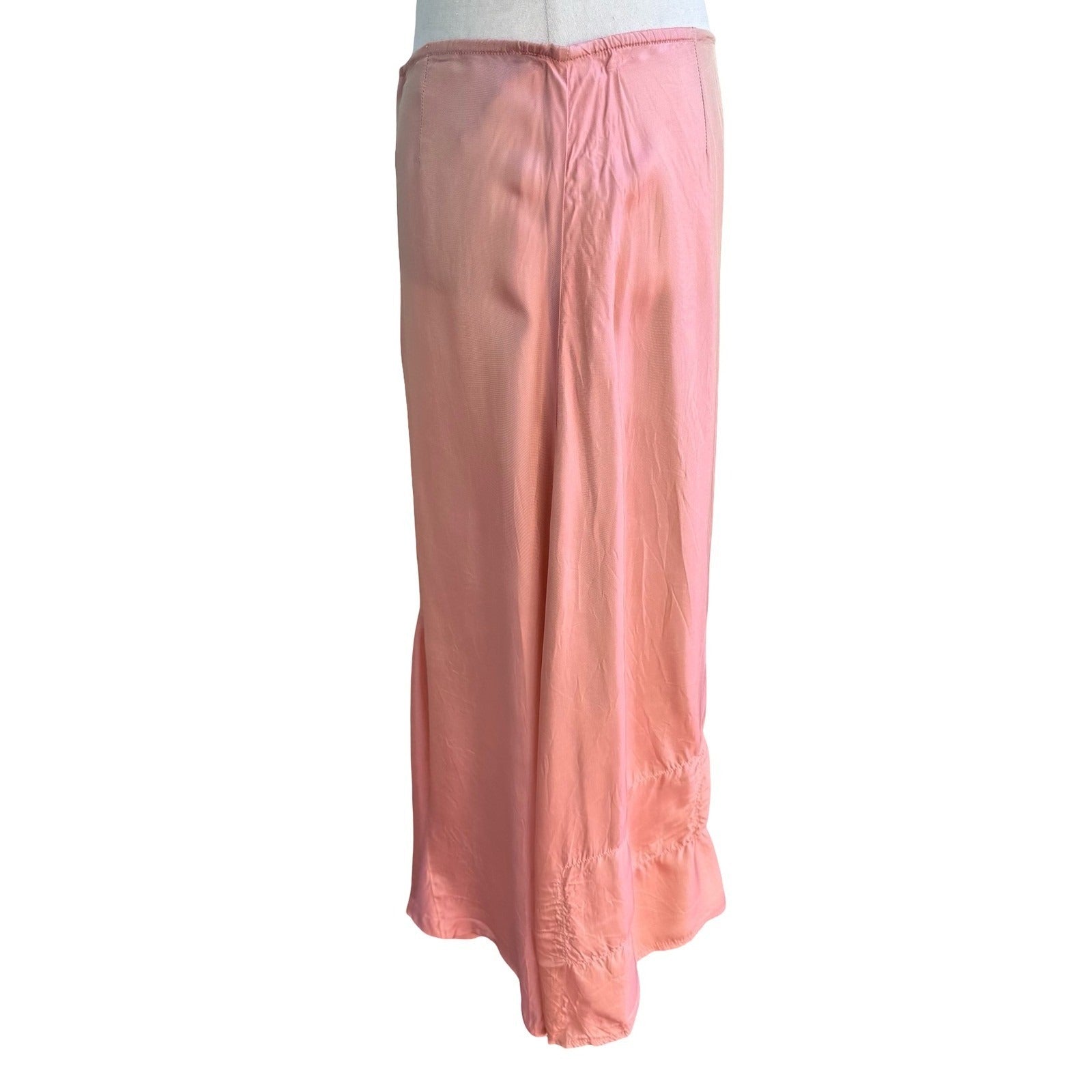 Newport News Vintage Y2K 90s Iridescent Pink Coquette Gathered Hem Maxi Skirt 8