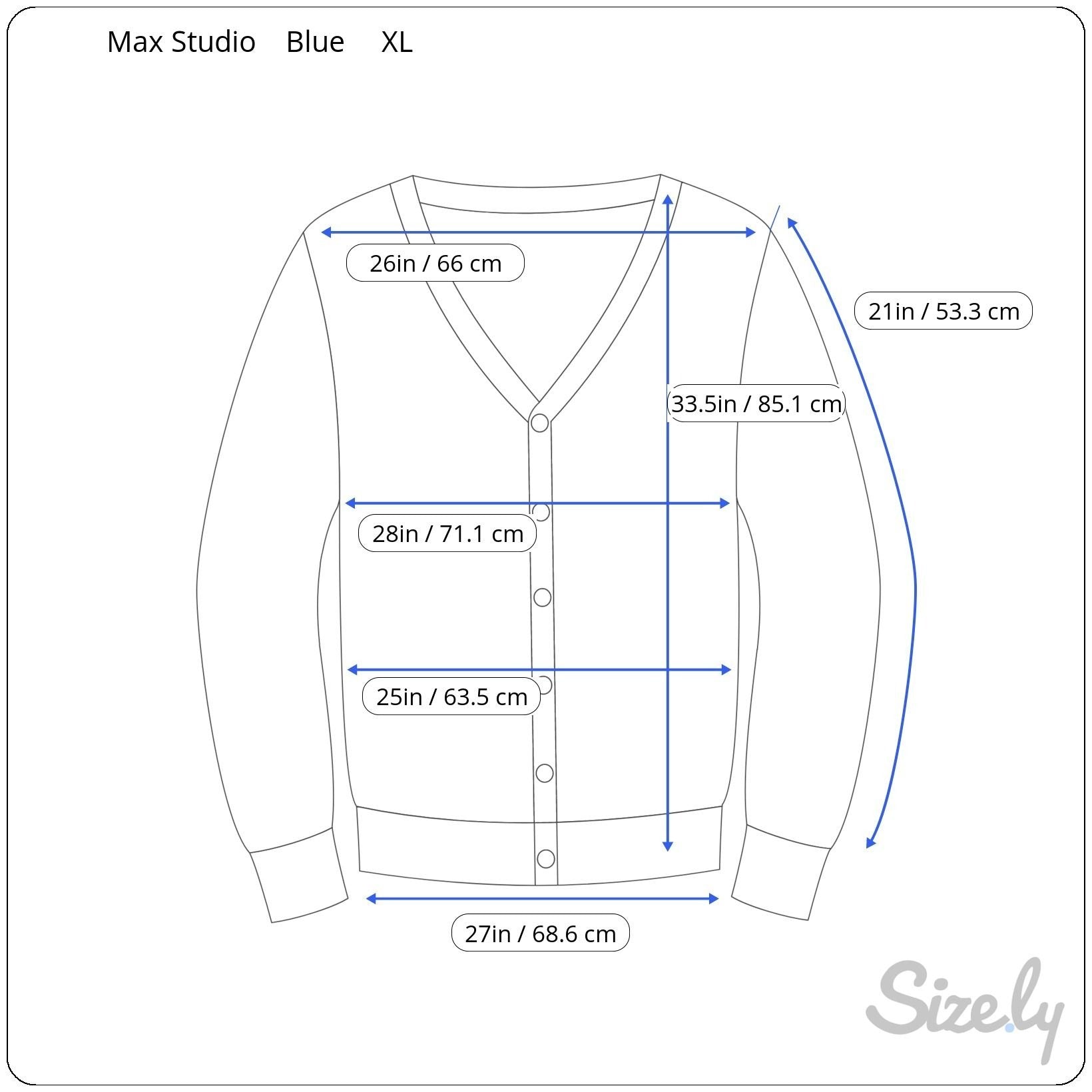 Max Studio Knitwear Womens Blue Button-Up Marled Knit V Neck Cardigan Sweater XL