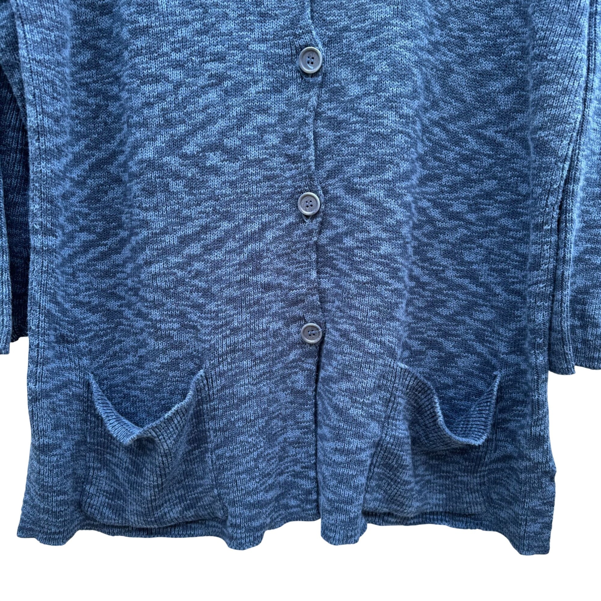 Max Studio Knitwear Womens Blue Button-Up Marled Knit V Neck Cardigan Sweater XL