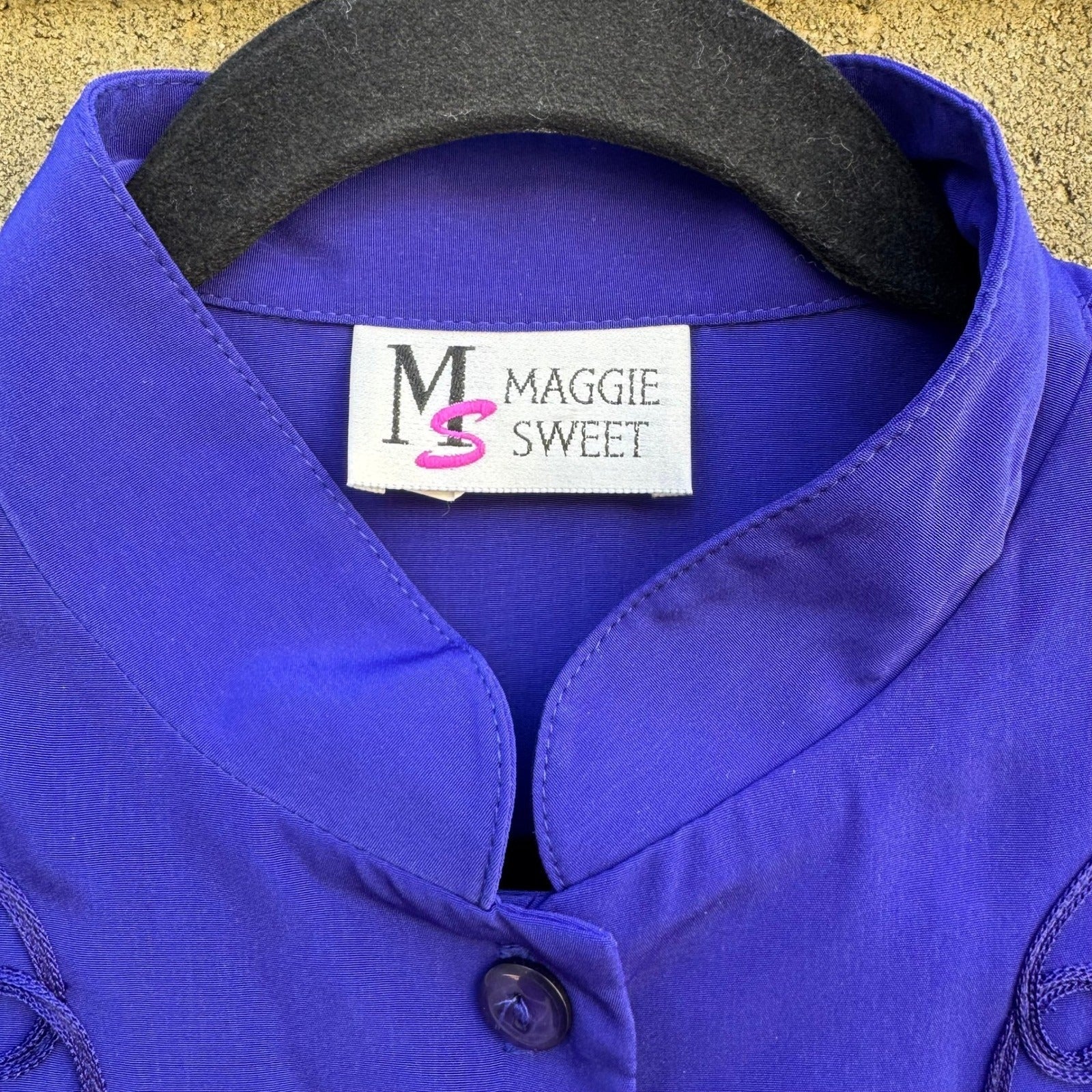 Maggie Sweet Vintage Womens Royal Blue Soutache Embroidered Tunic Pants Set 2P