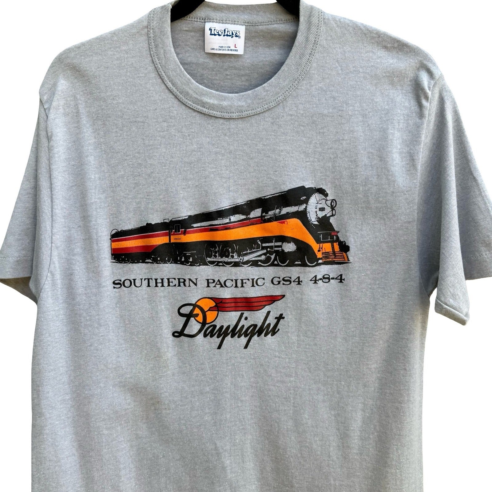 Vintage Tee Jays Southern Pacific GS4 4-8-4 Daylight Train Shirt L Americana USA