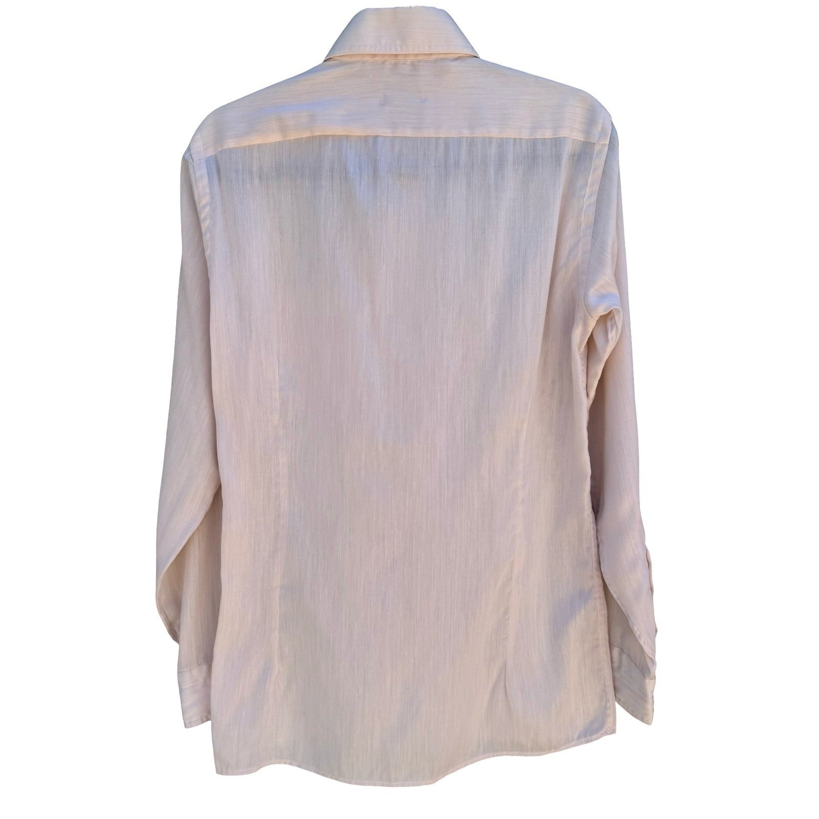 Hathaway Patch Two Vintage 70s Cream Herringbone Fitted Shirt Disco Dandy Mens S