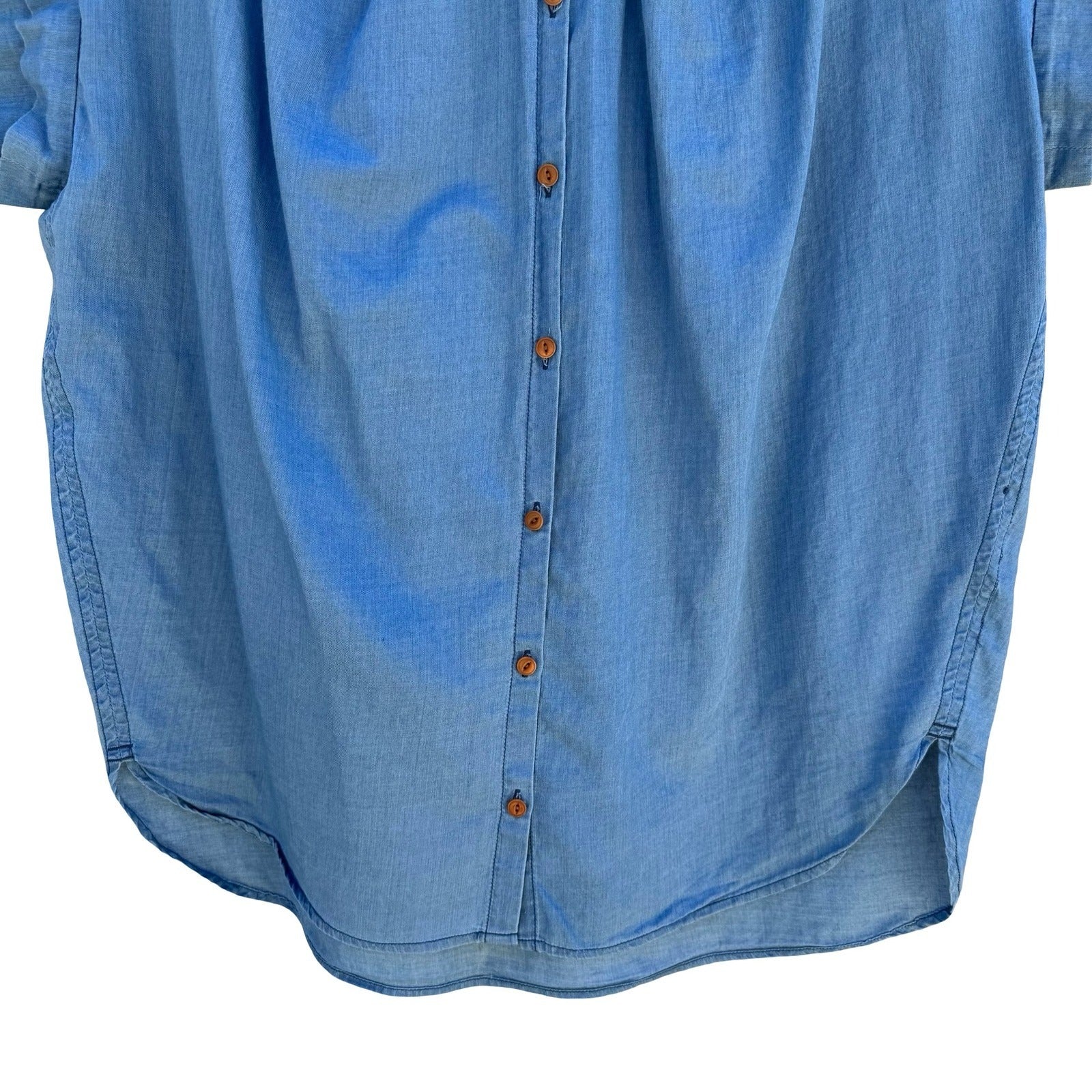 Madewell Chambray Minimalist Central Drapey Sleeve Shirt XS Coastal Oversized