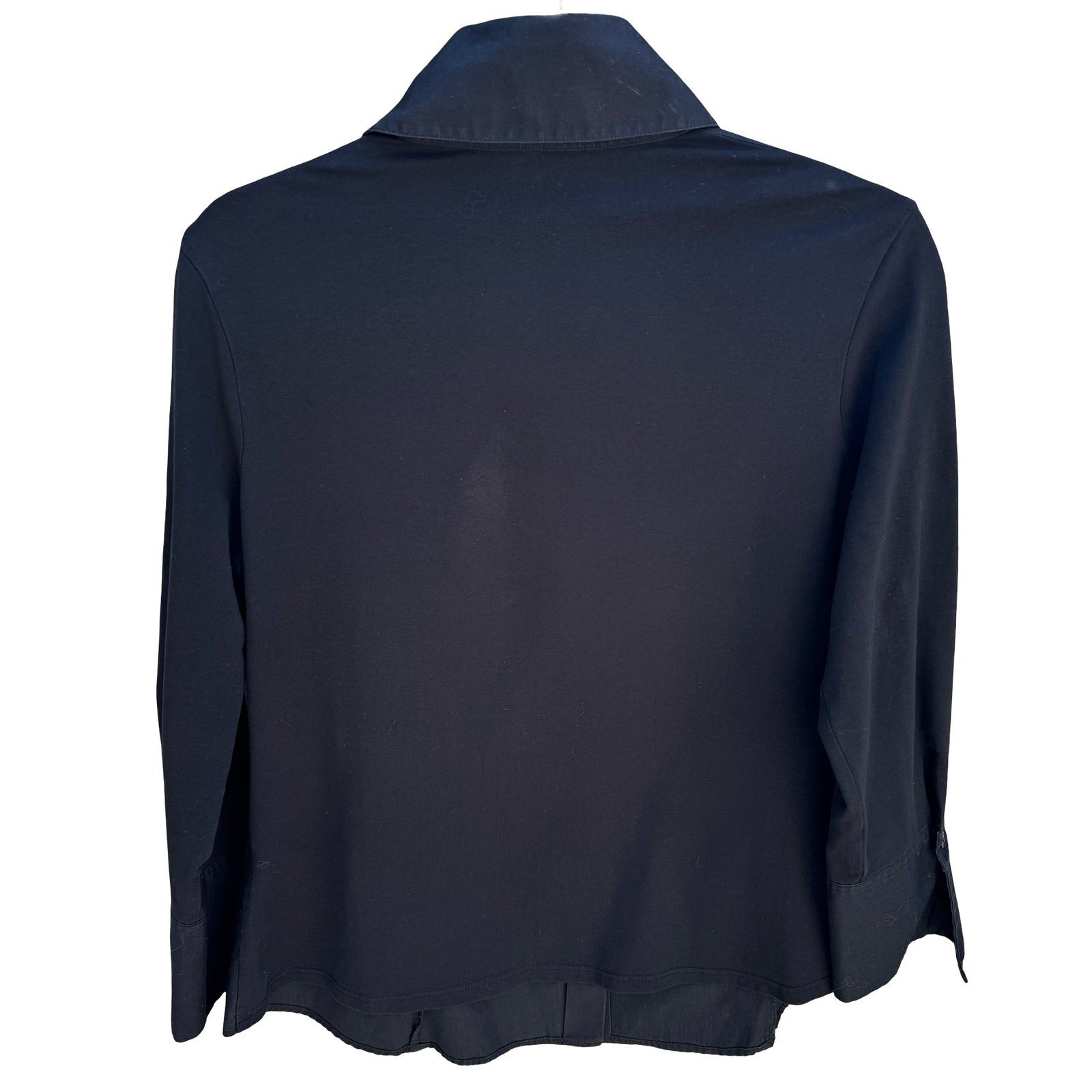 Anne Fontaine Paris Connie Black French Pima Cotton 3/4 Sleeve Minimalist Shirt