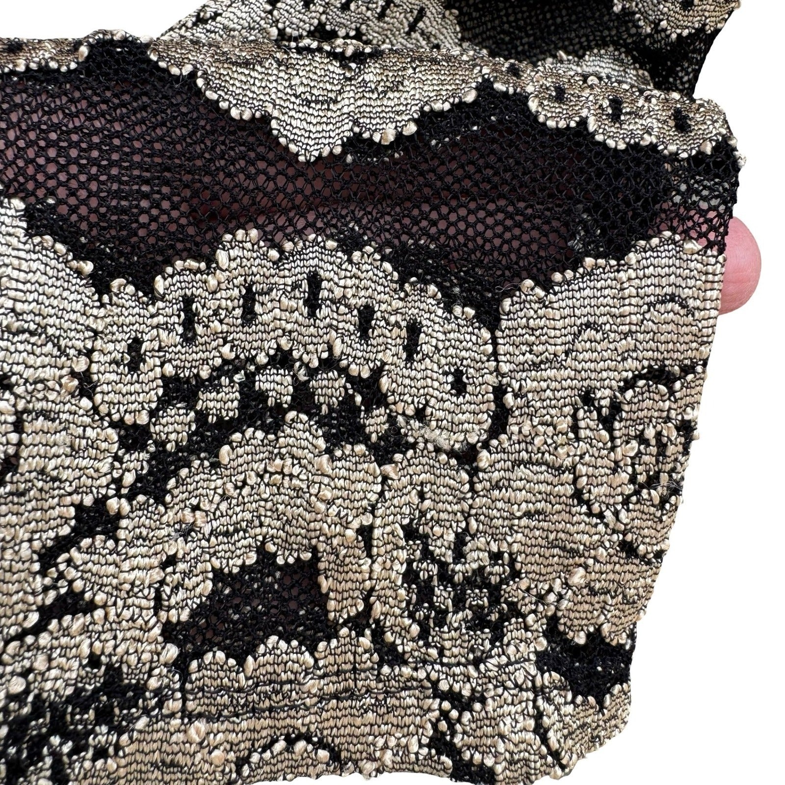Jessica Howard Evenings Vintage Black Gold Metallic Lace Sheath Dress Womens 6