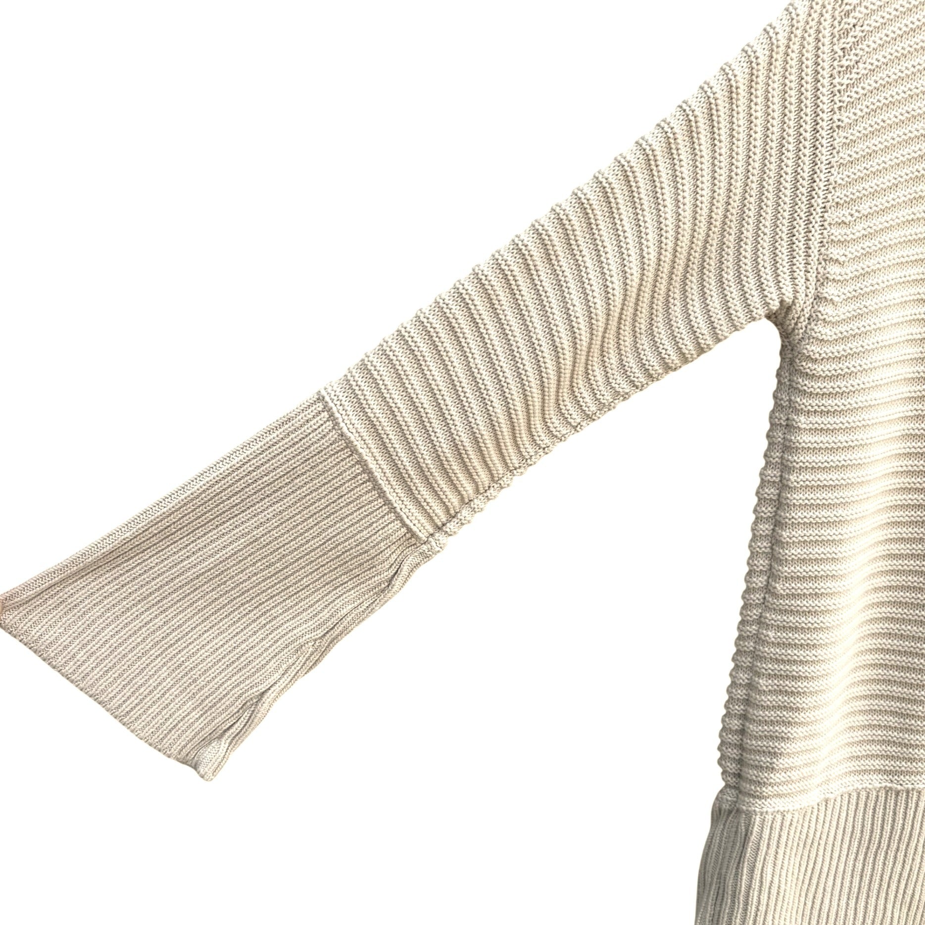 Marla Wynne Tan Ribbed Turtleneck Pullover Bell Sleeve Knit Sweater Lagenlook XS