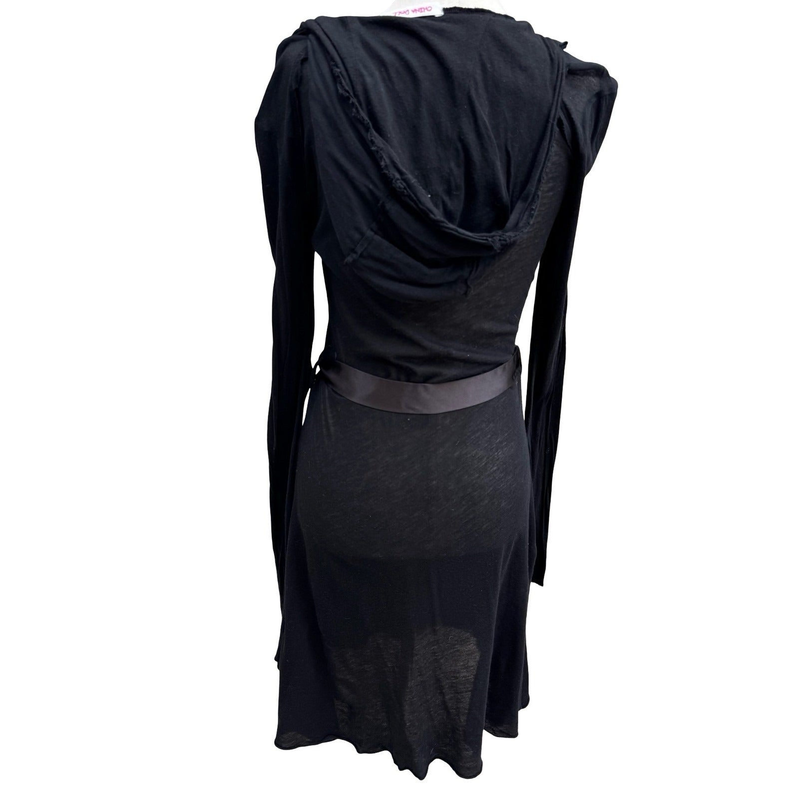 China Doll Y2K Goth Alt Emo Fairy Grunge Hooded Edgy Mini Dress Feather Graphic