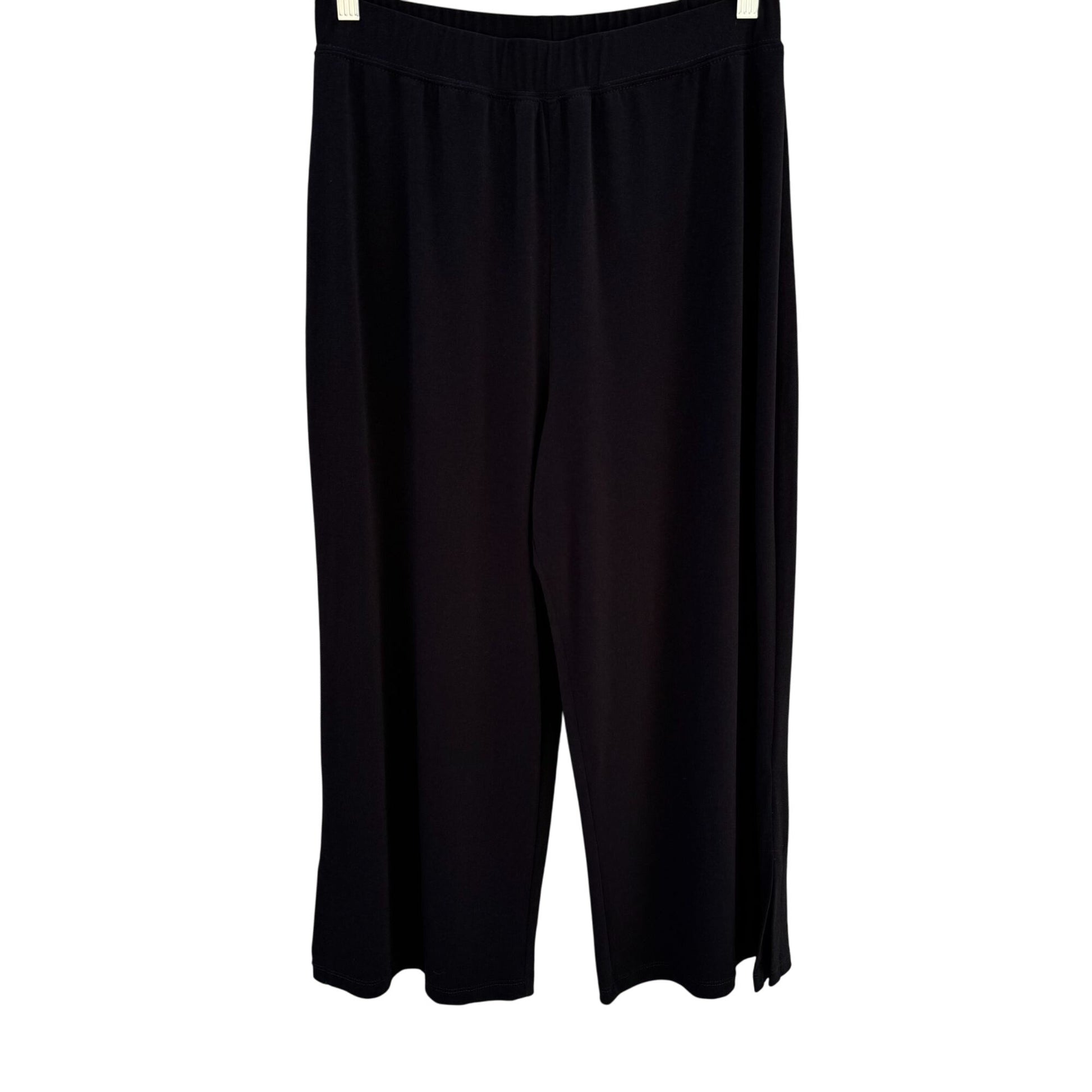 Simonton Says Womens Stretch Black Wide-Leg Side Hem Slit Cropped Dress Pants L