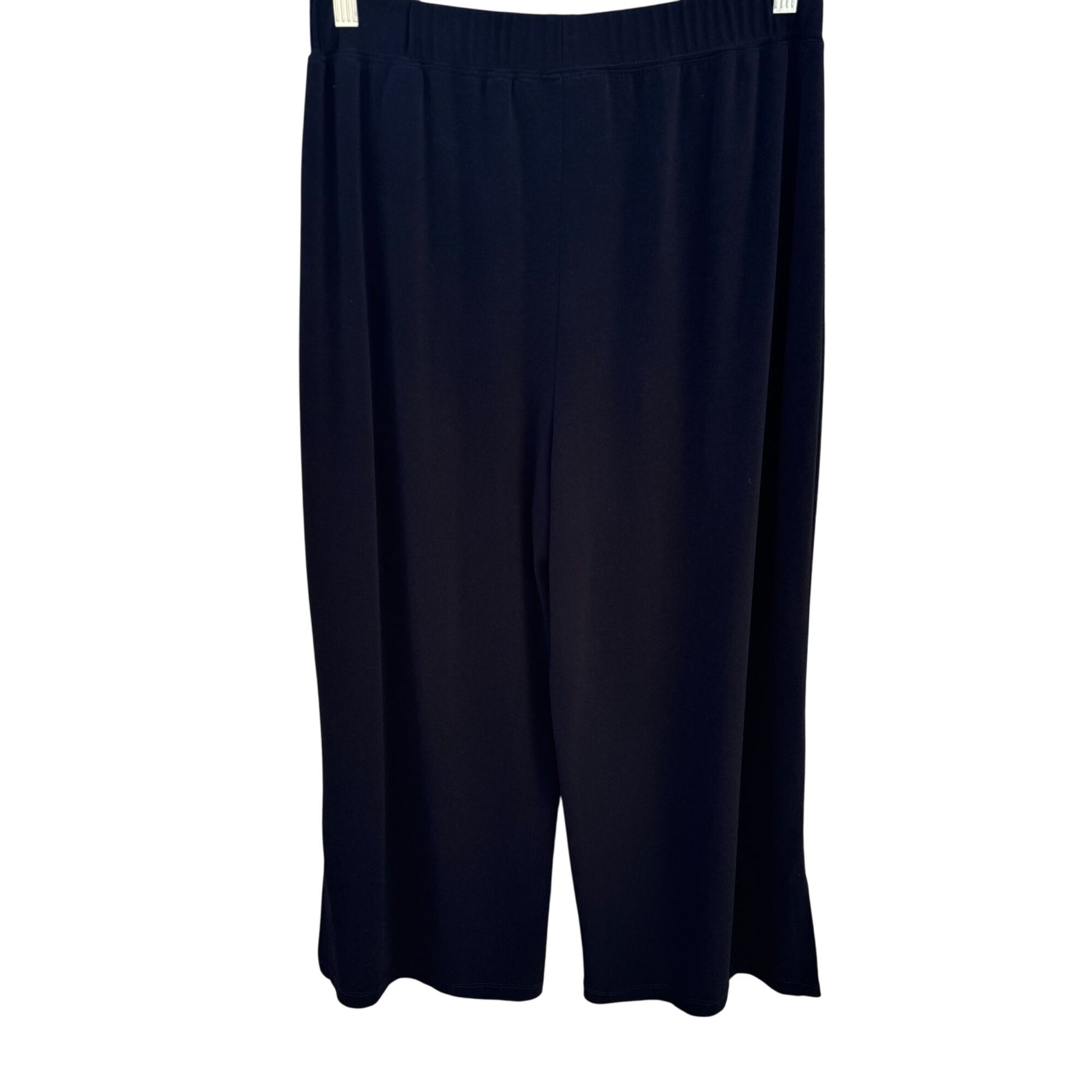 Simonton Says Womens Stretch Black Wide-Leg Side Hem Slit Cropped Dress Pants L