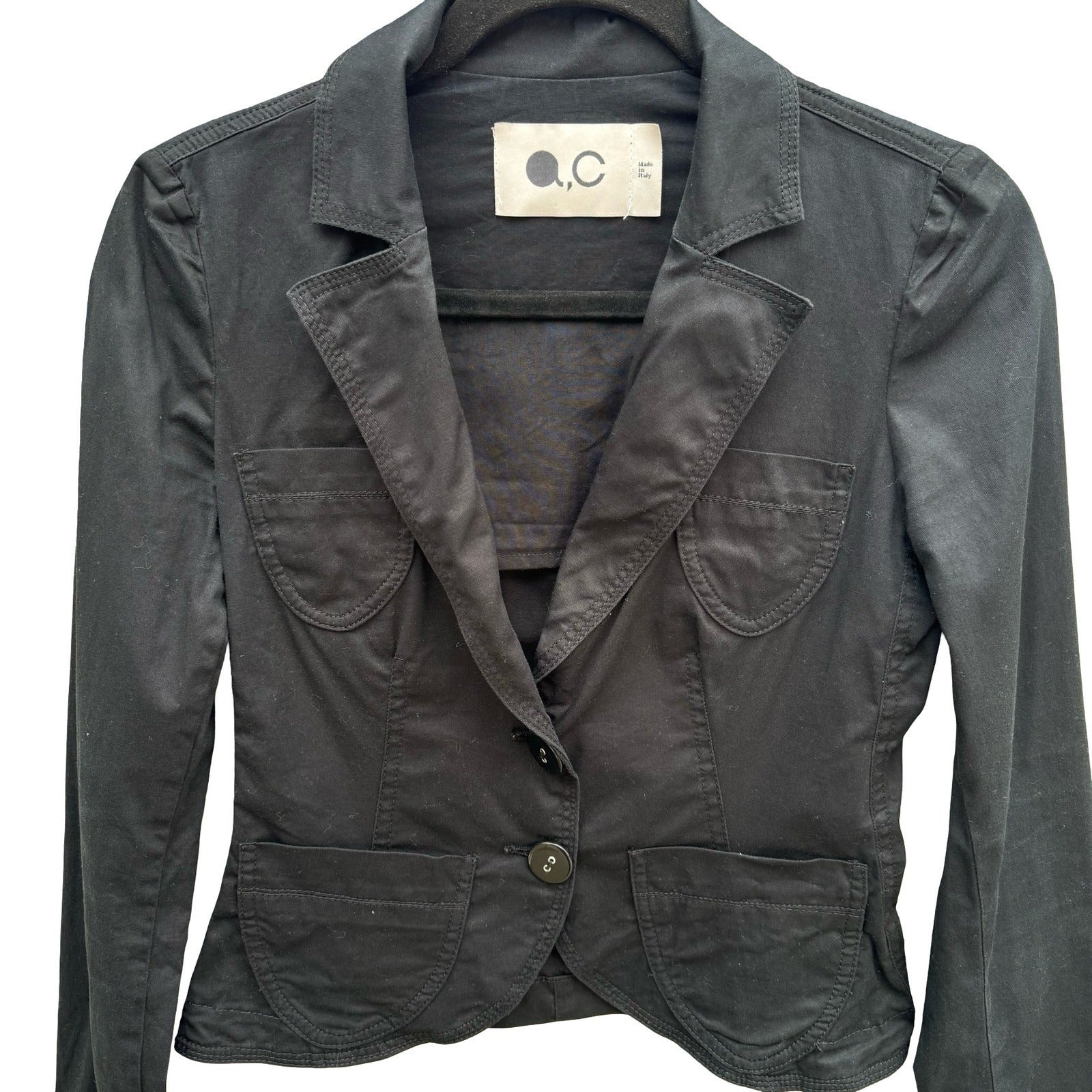 QC Mode Minimalist Italian Tailored Cropped Cotton Stretch Blazer Jacket 4 Goth