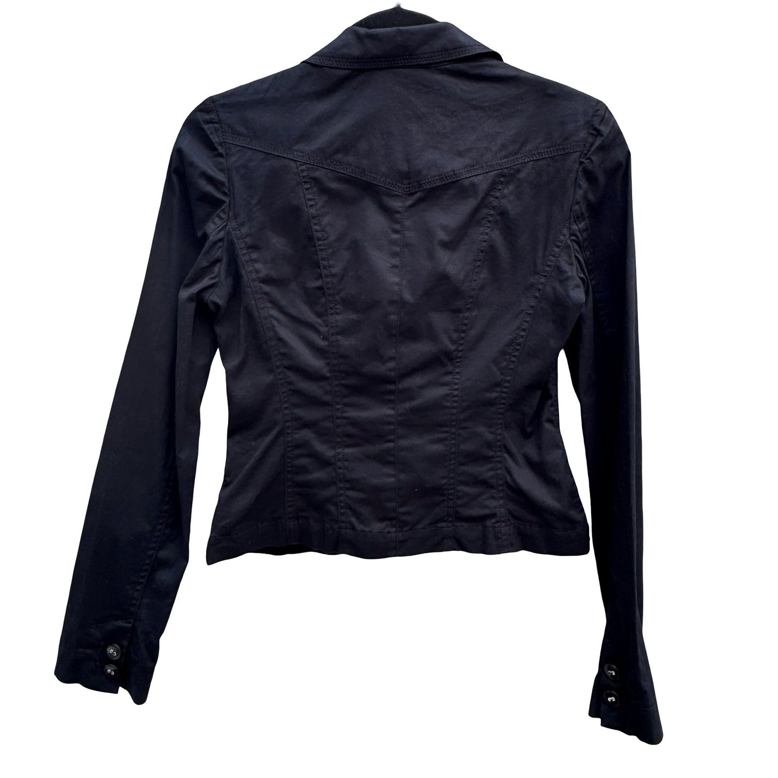 QC Mode Minimalist Italian Tailored Cropped Cotton Stretch Blazer Jacket 4 Goth