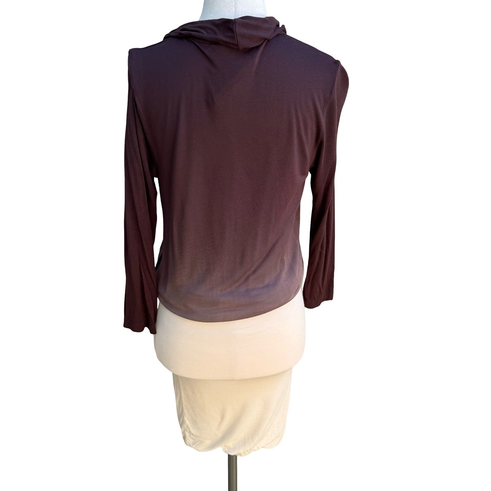 Young Fabulous & Broke Boho Minimalist Ombre Draped Wrap Mini Dress Brown XS