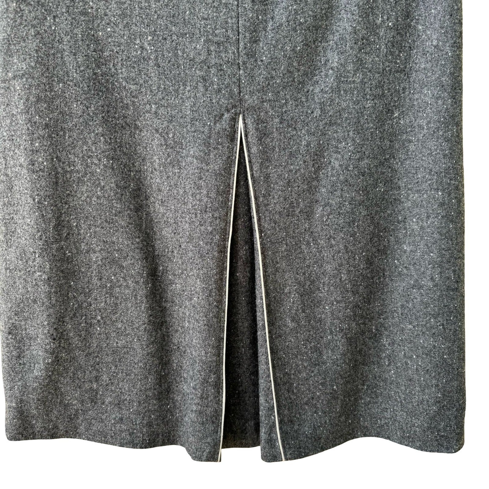 Filippa Y2K Minimalist Preppy Tailored Wool Blend Speckled Tweed Skirt Grey 2