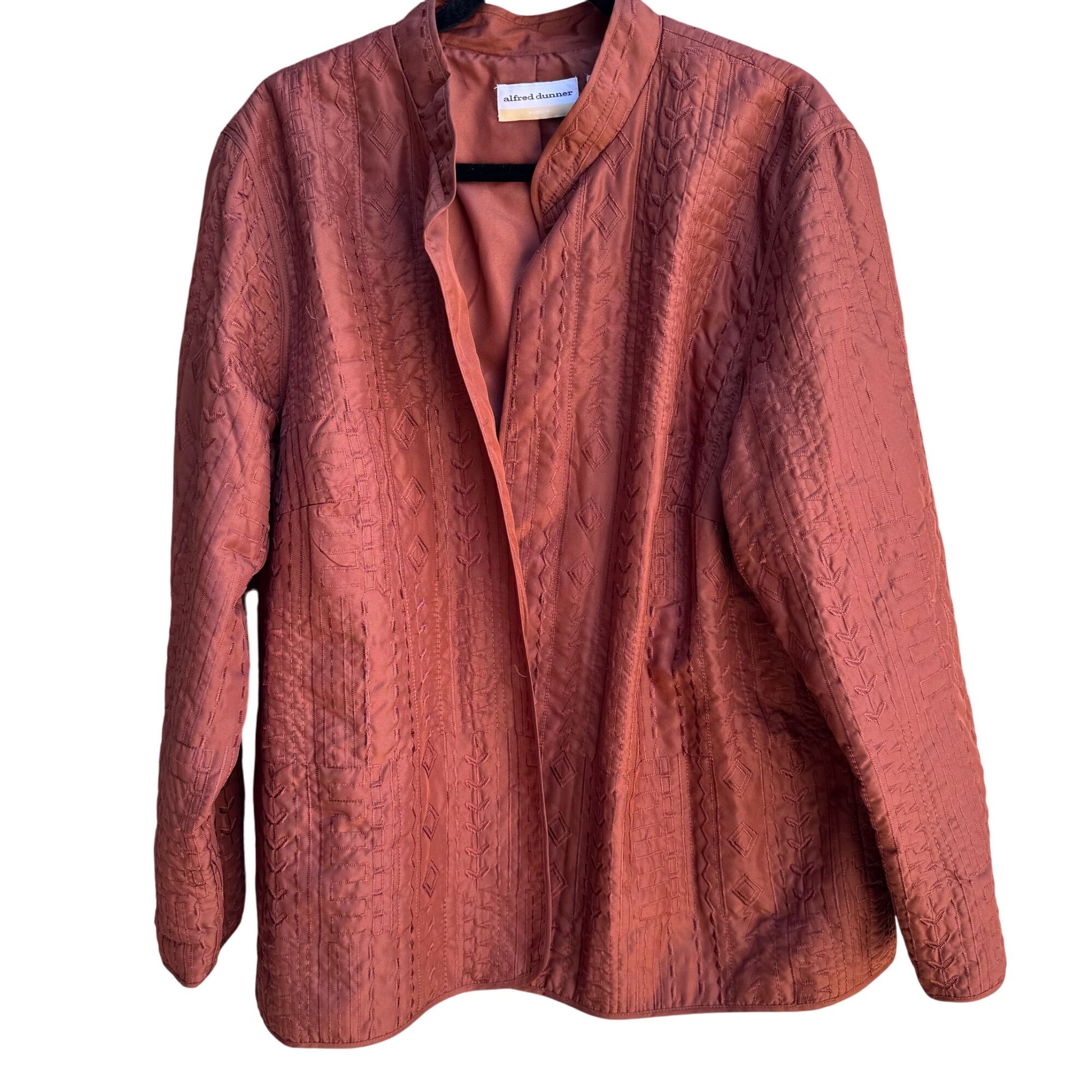 Alfred Dunner Vintage Womens Quilted Rust Mandarin Collar Jacket Blazer 20W