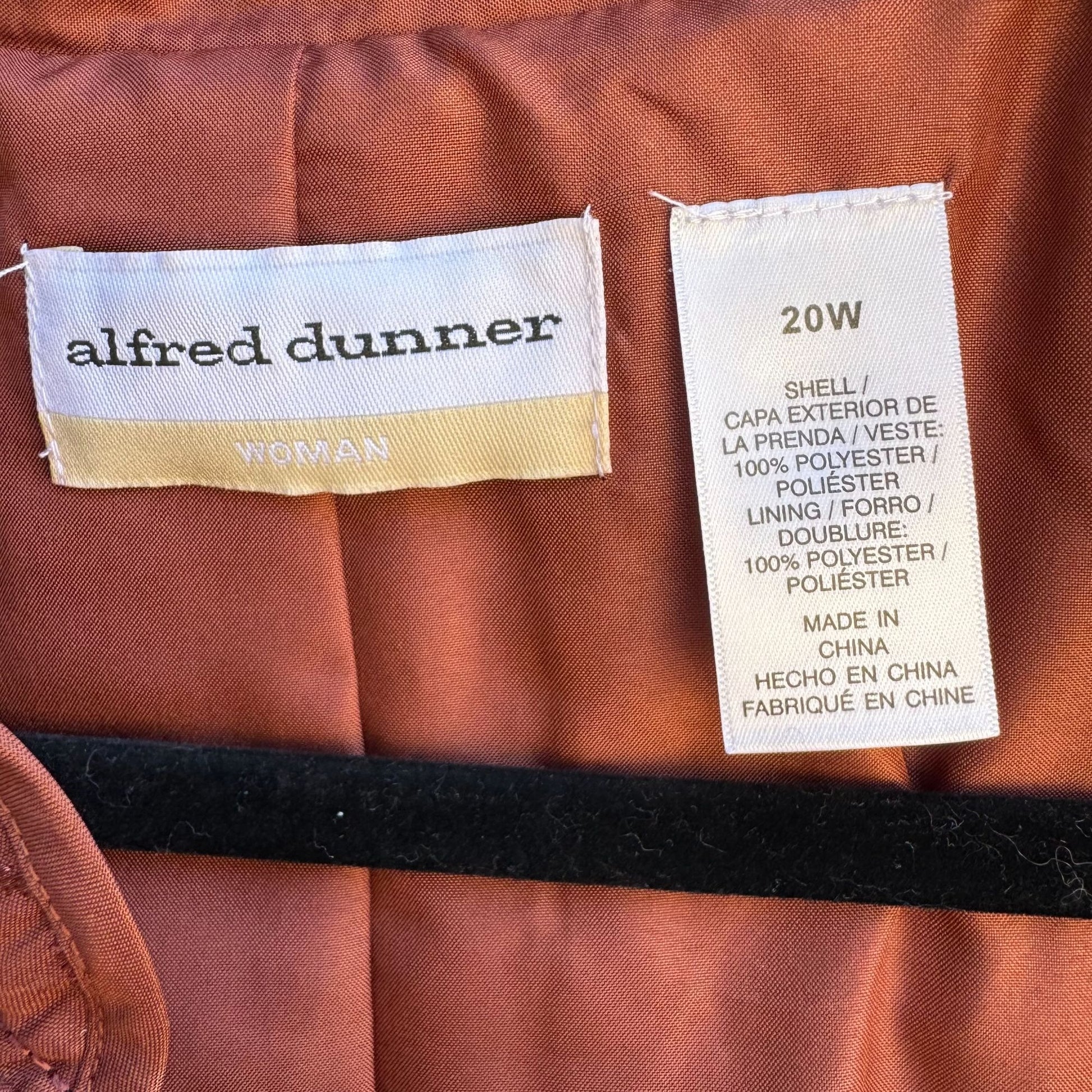 Alfred Dunner Vintage Womens Quilted Rust Mandarin Collar Jacket Blazer 20W
