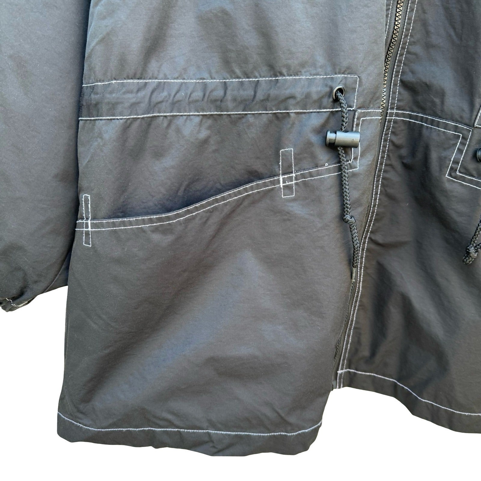Avenue Sport Black Hooded Windbreaker Jacket Contrast Stitch Plus 26/28 Gorpcore