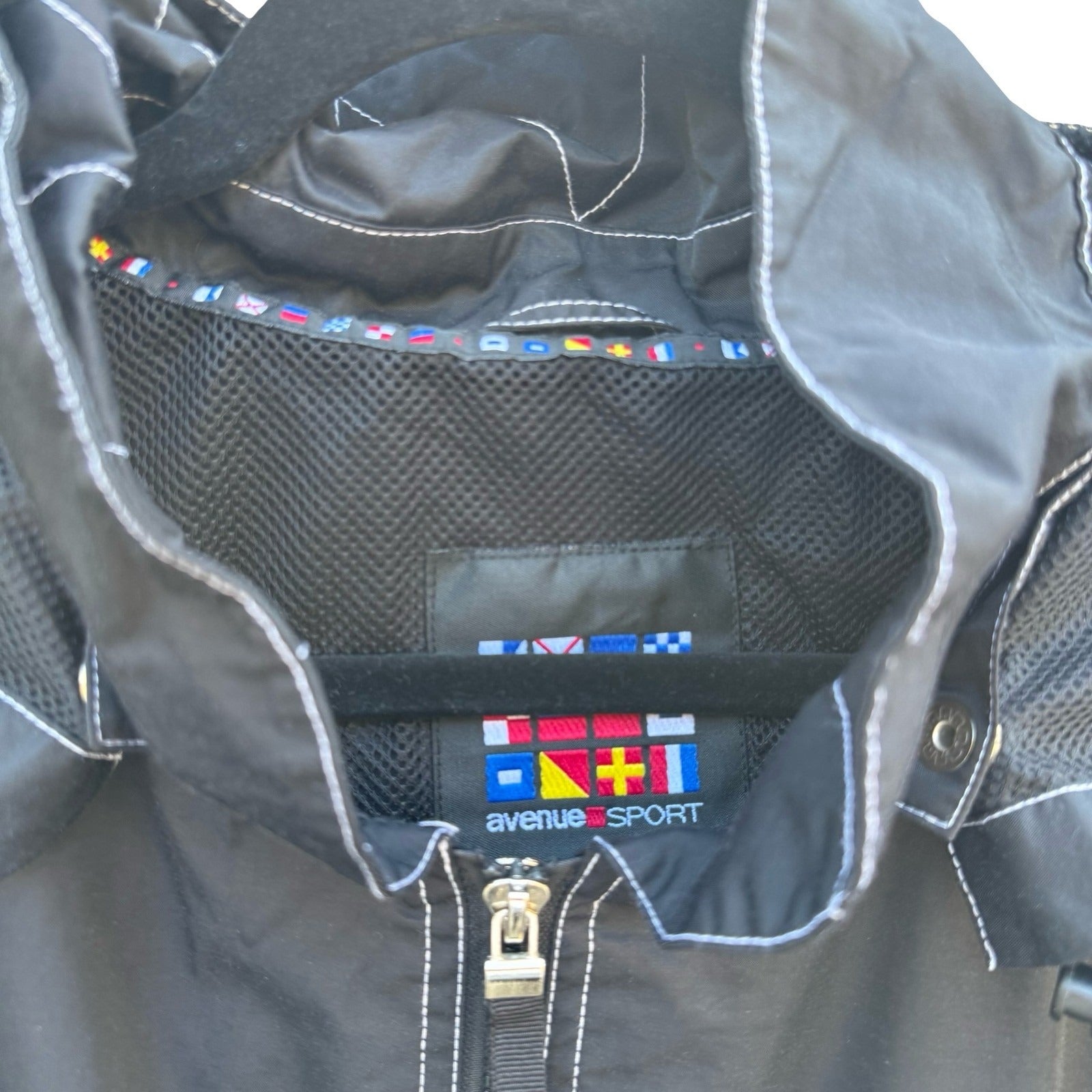 Avenue Sport Black Hooded Windbreaker Jacket Contrast Stitch Plus 26/28 Gorpcore