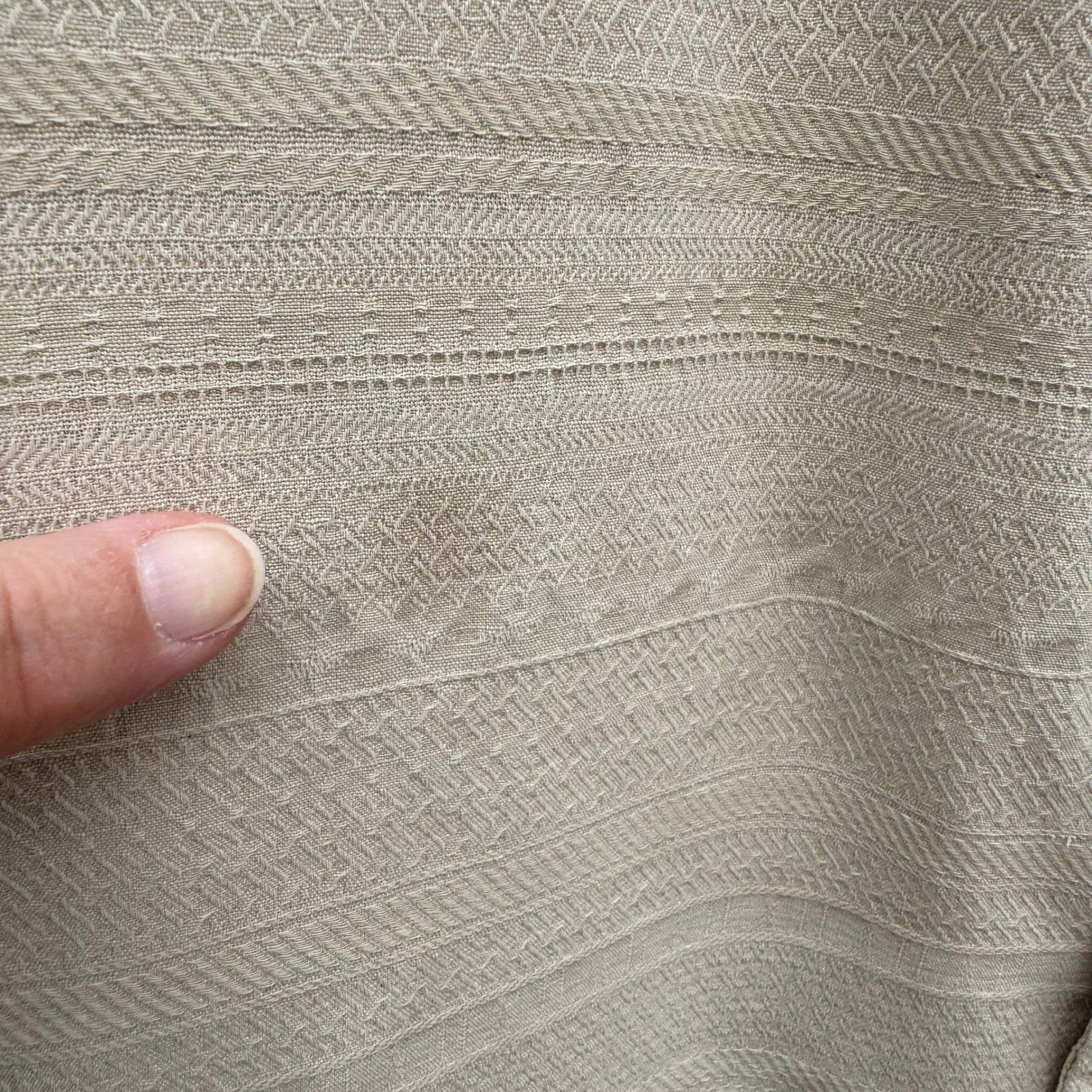 St Johns Bay Mens M Tan Washable Silk Short Sleeve Camp Shirt Stripe Coastal