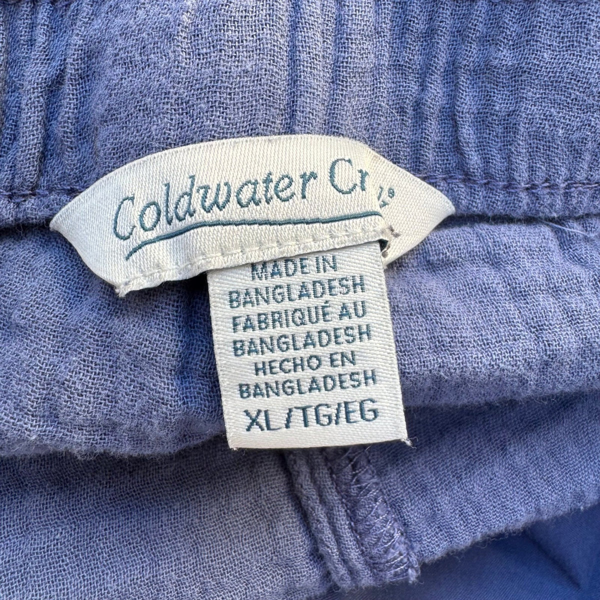 Coldwater Creek Coastal Lagenlook Boho Double Gauze Cotton Relaxed Pants Blue XL