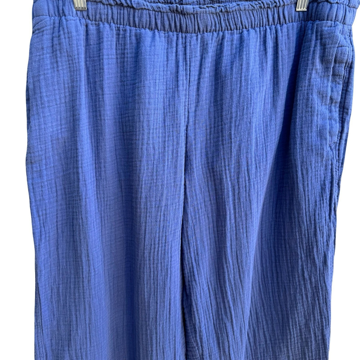 Coldwater Creek Coastal Lagenlook Boho Double Gauze Cotton Relaxed Pants Blue XL