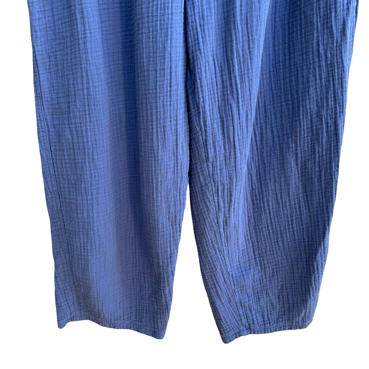 Coldwater Creek Coastal Lagenlook Boho Double Gauze Cotton Relaxed Pants Blue XL