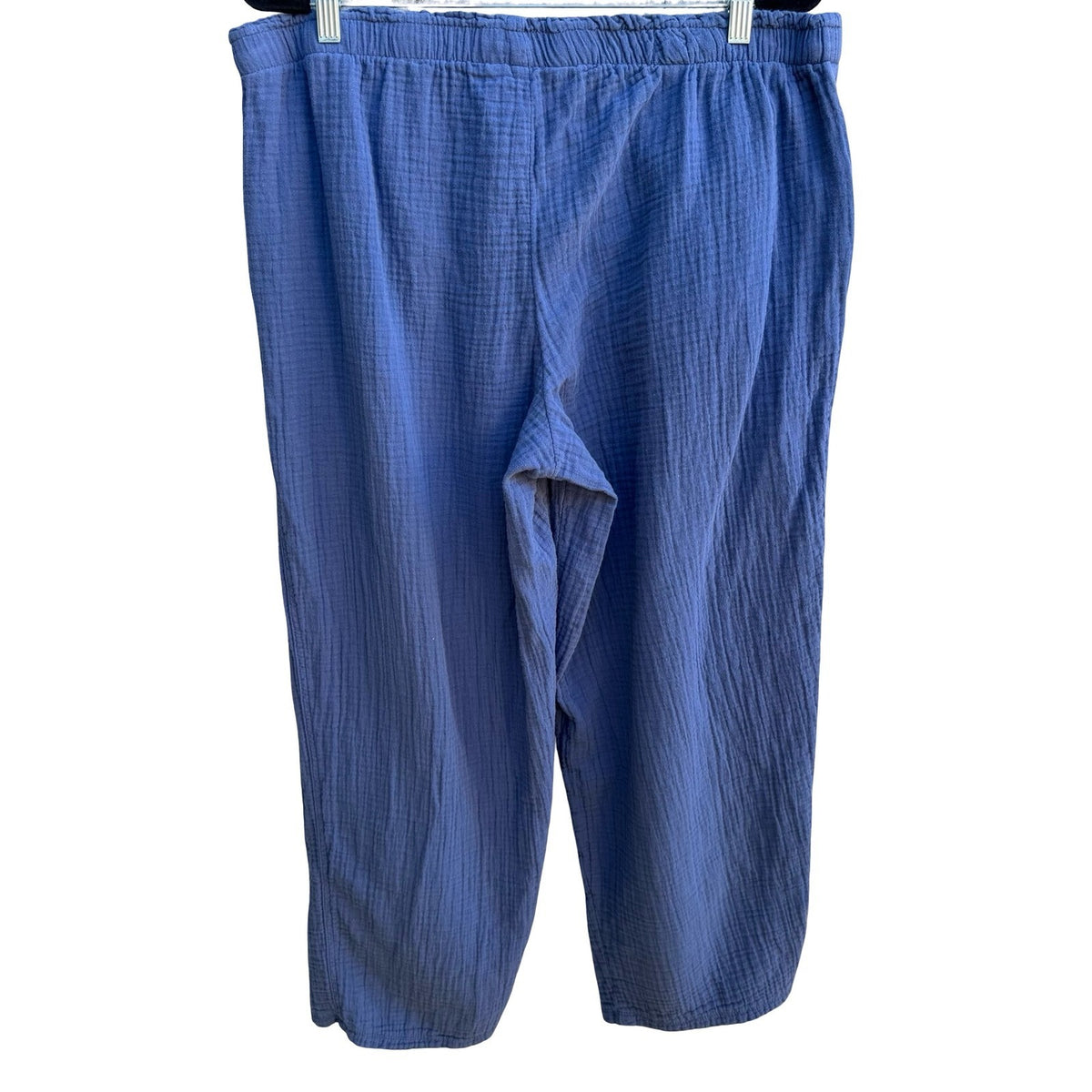 Coldwater Creek Coastal Lagenlook Boho Double Gauze Cotton Relaxed Pants Blue XL