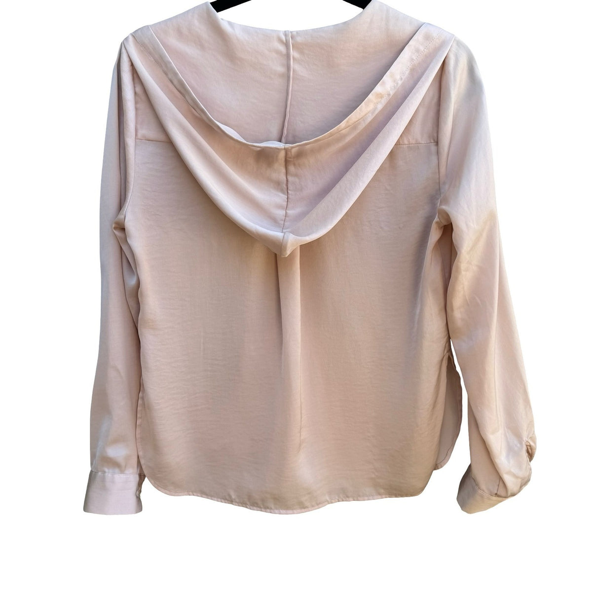 Avec Les Filles Coquette Balletcore Minimalist Pastel Pink Satin Hooded Blouse S
