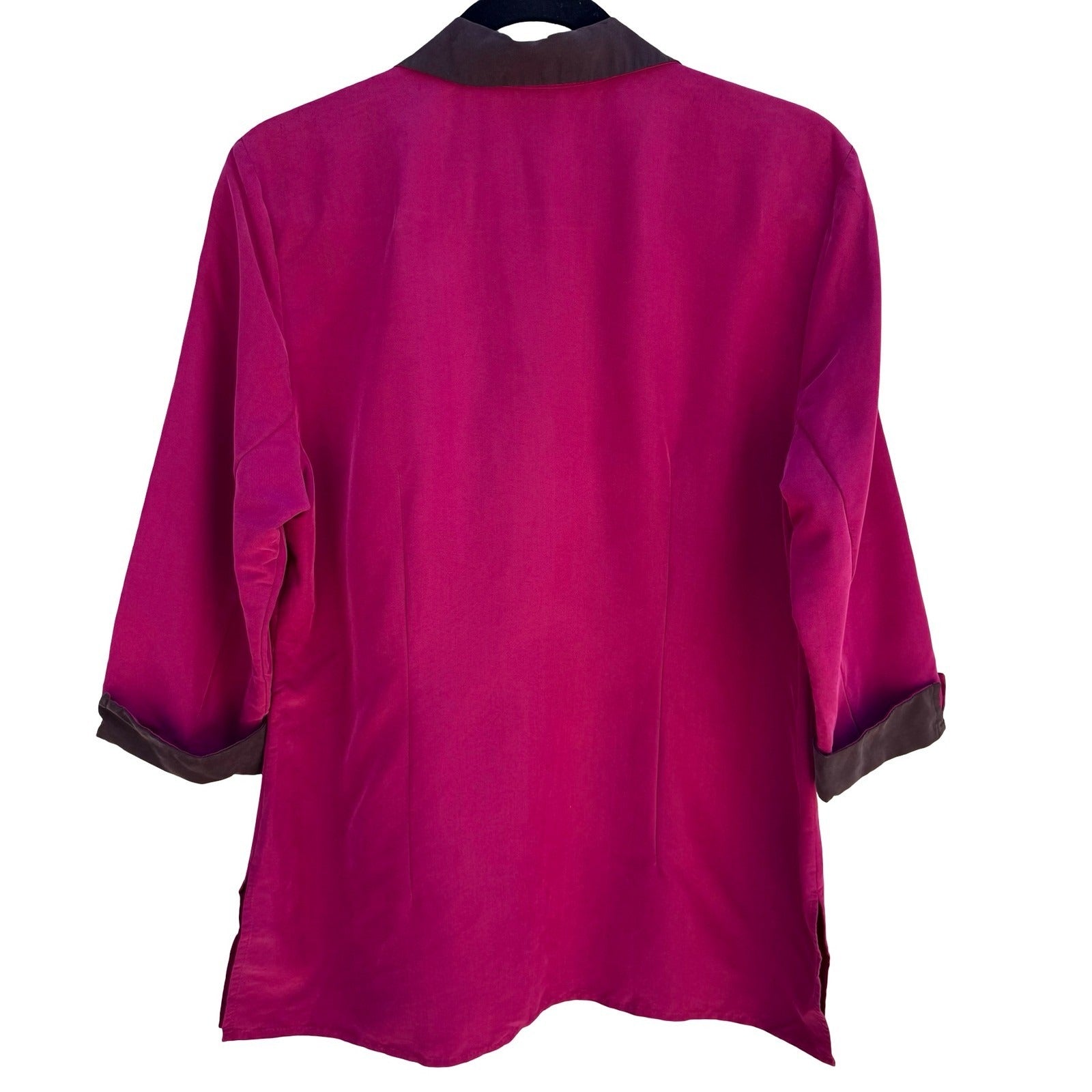 Islander Pink Resort Camp Collar Button Up Blouse 3/4 Sleeve Womens M Resortwear