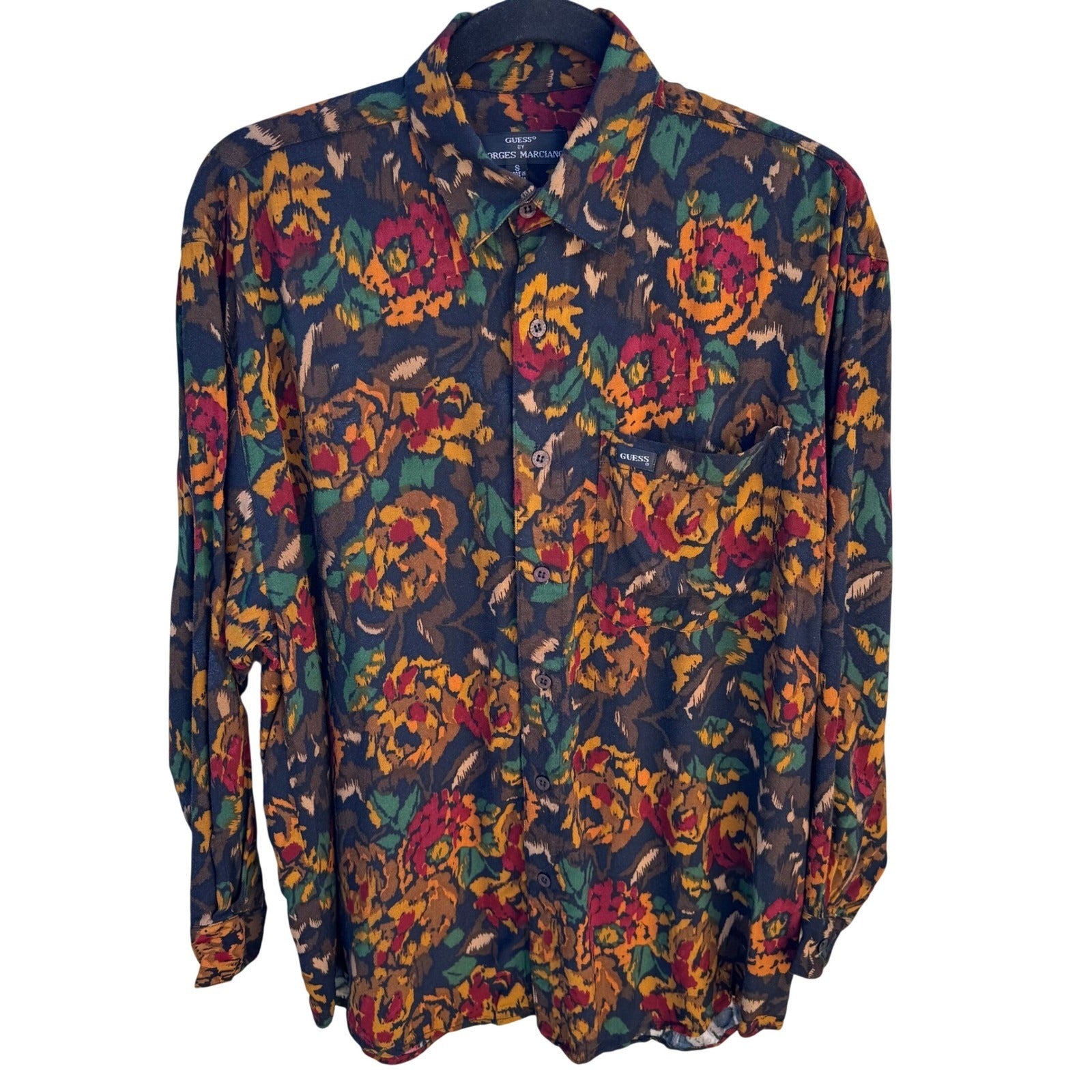 Guess Georges Marciano Vintage 90s Mens Small Floral Button Up Shirt IW77398