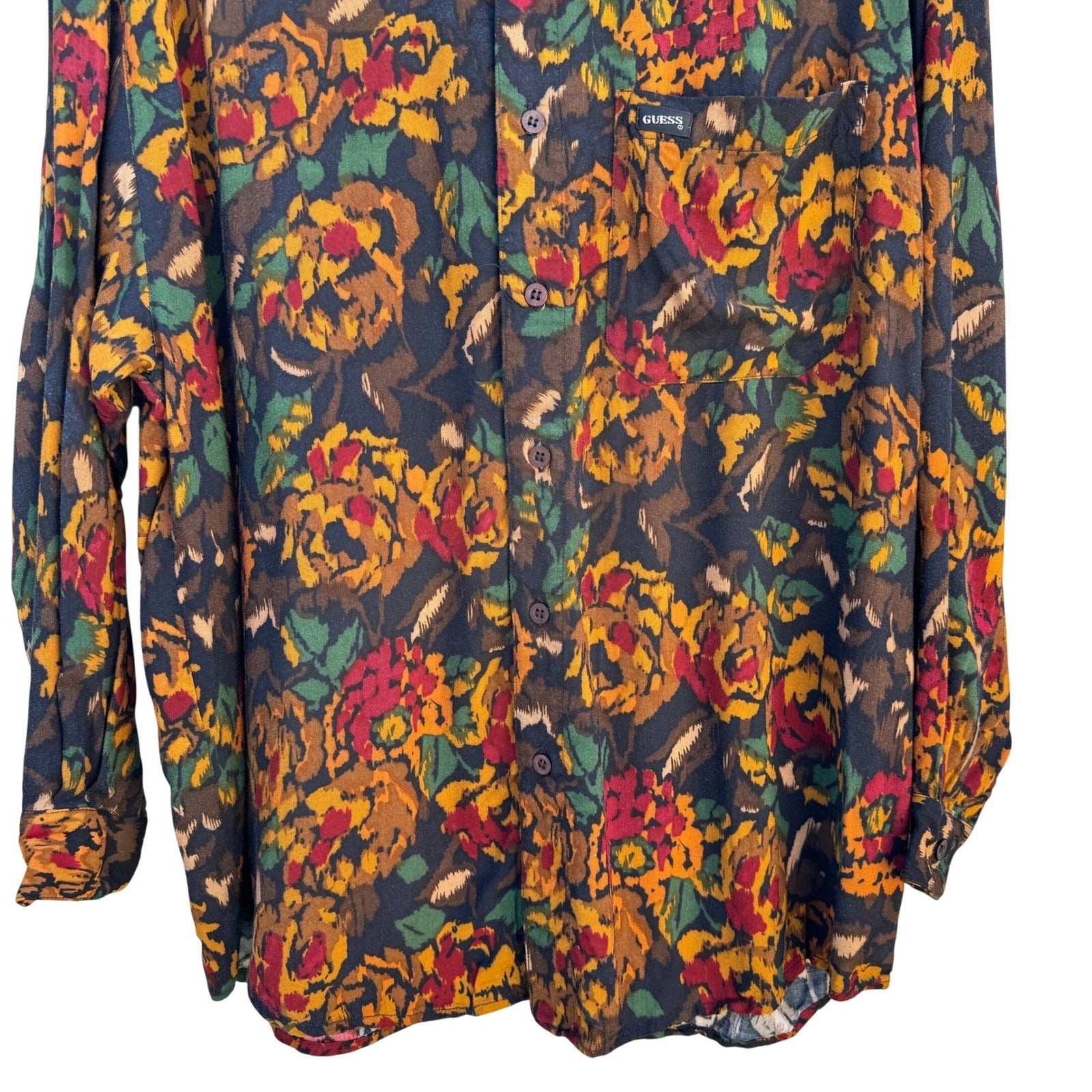 Guess Georges Marciano Vintage 90s Mens Small Floral Button Up Shirt IW77398