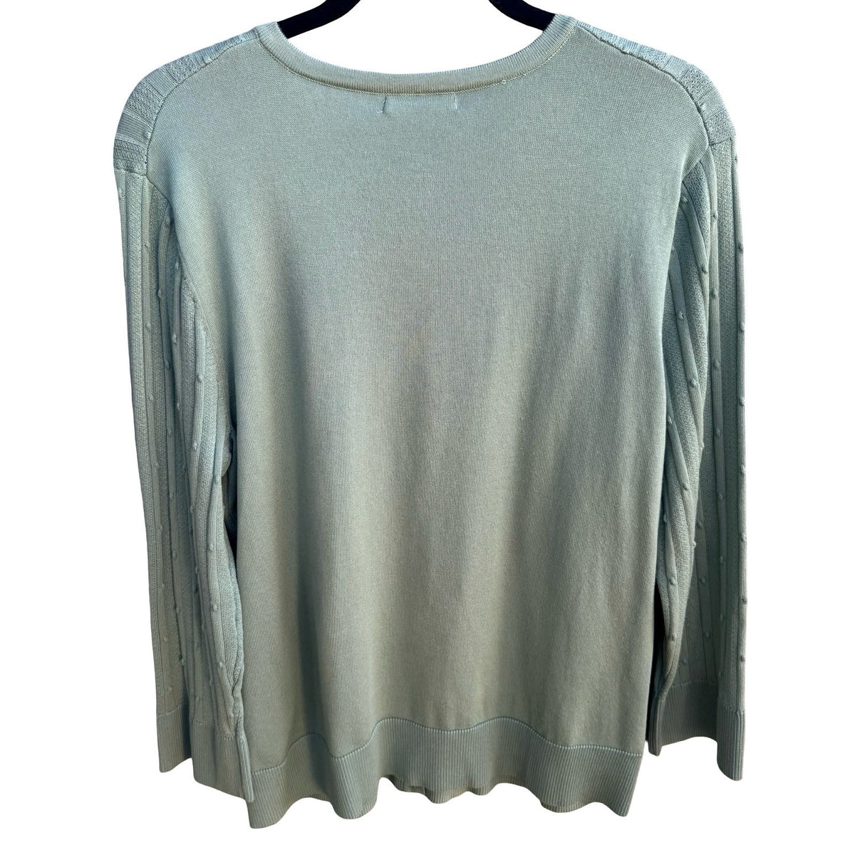 Cable & Gauge Minimalist Pastel Green Pointelle Popcorn Knit Cardigan L NEW
