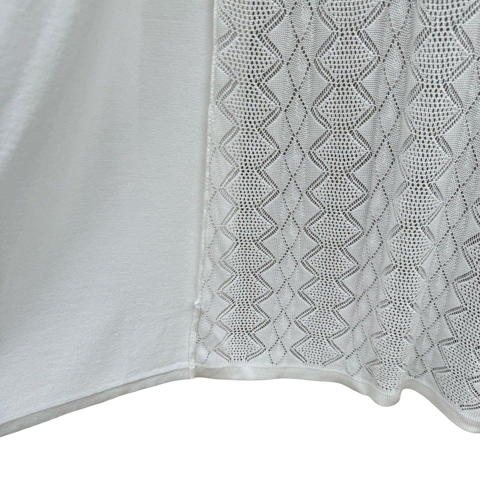 Sienna & Sage White Pointelle Open Front Cardigan Sweater Womens L NEW Coastal