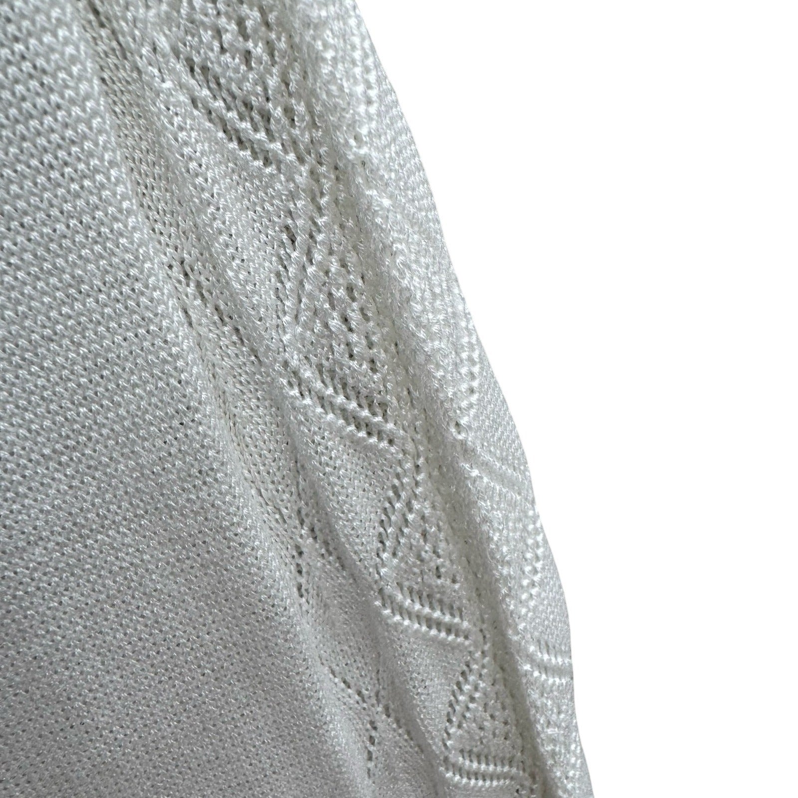 Sienna & Sage White Pointelle Open Front Cardigan Sweater Womens L NEW Coastal