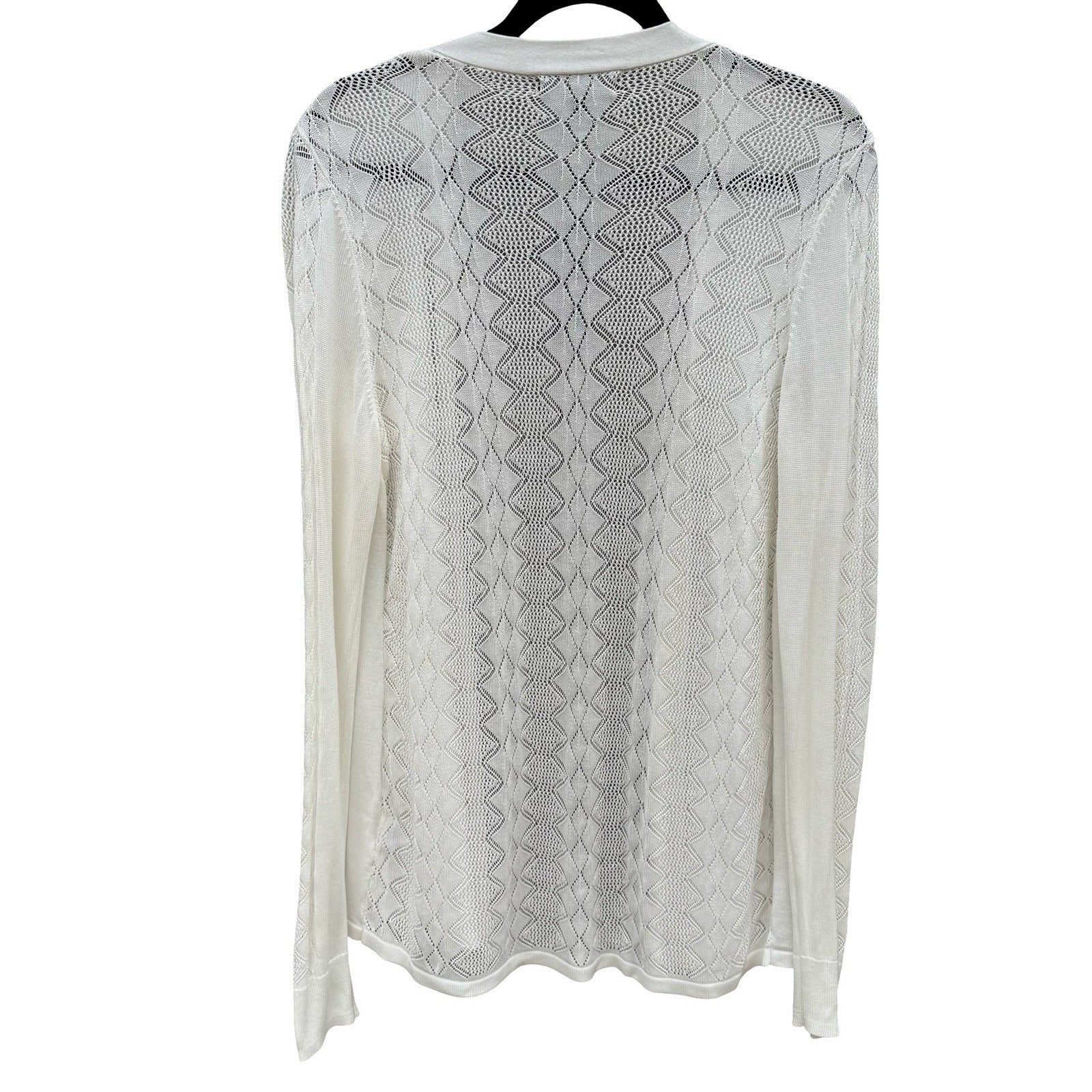 Sienna & Sage White Pointelle Open Front Cardigan Sweater Womens L NEW Coastal