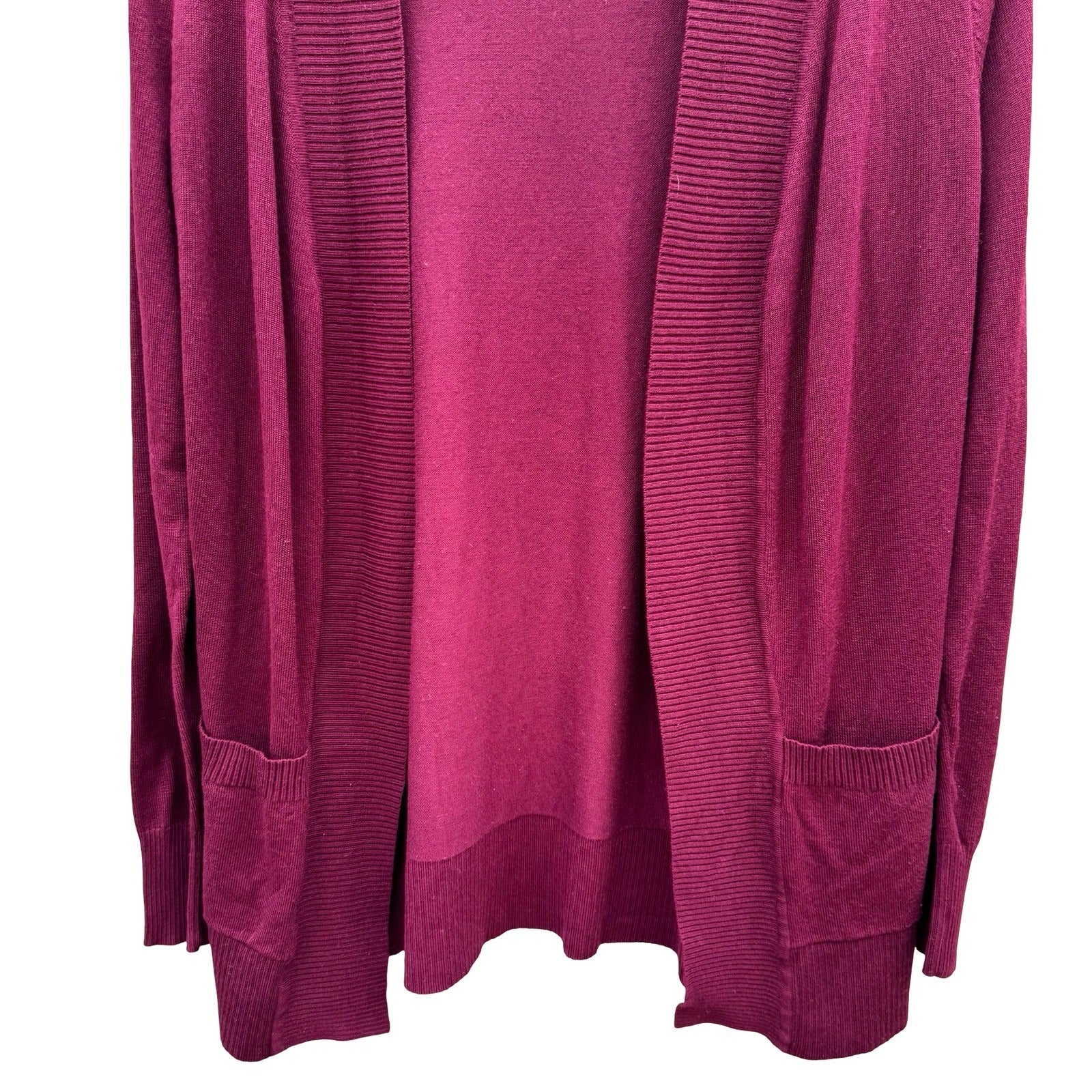 Cielo Womens Burgundy Open Front Knit Cardigan Shawl Collar Pockets Size Large
