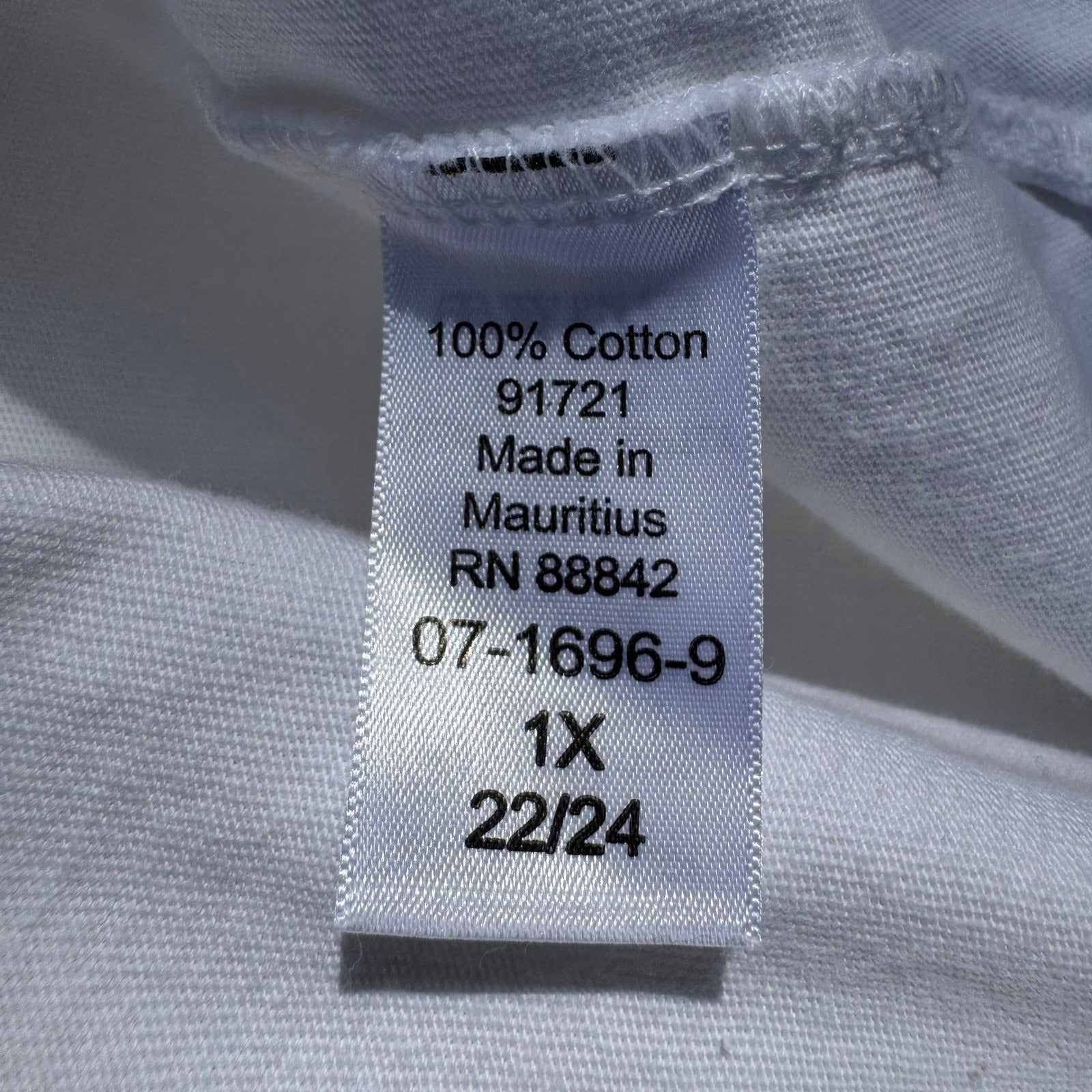 Woman Within White 100% Cotton V-Neck 3/4 Sleeve T-Shirt Plus Size 1X 22/24