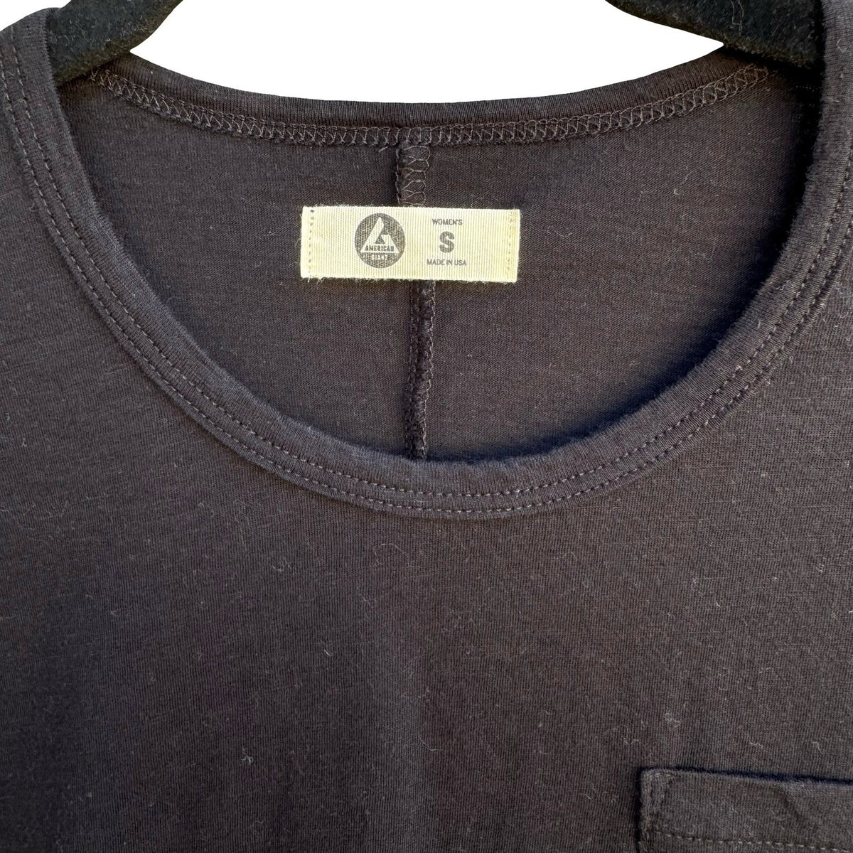 American Giant Minimalist Cotton Sustainable American Made Pocket Shirt Black S
