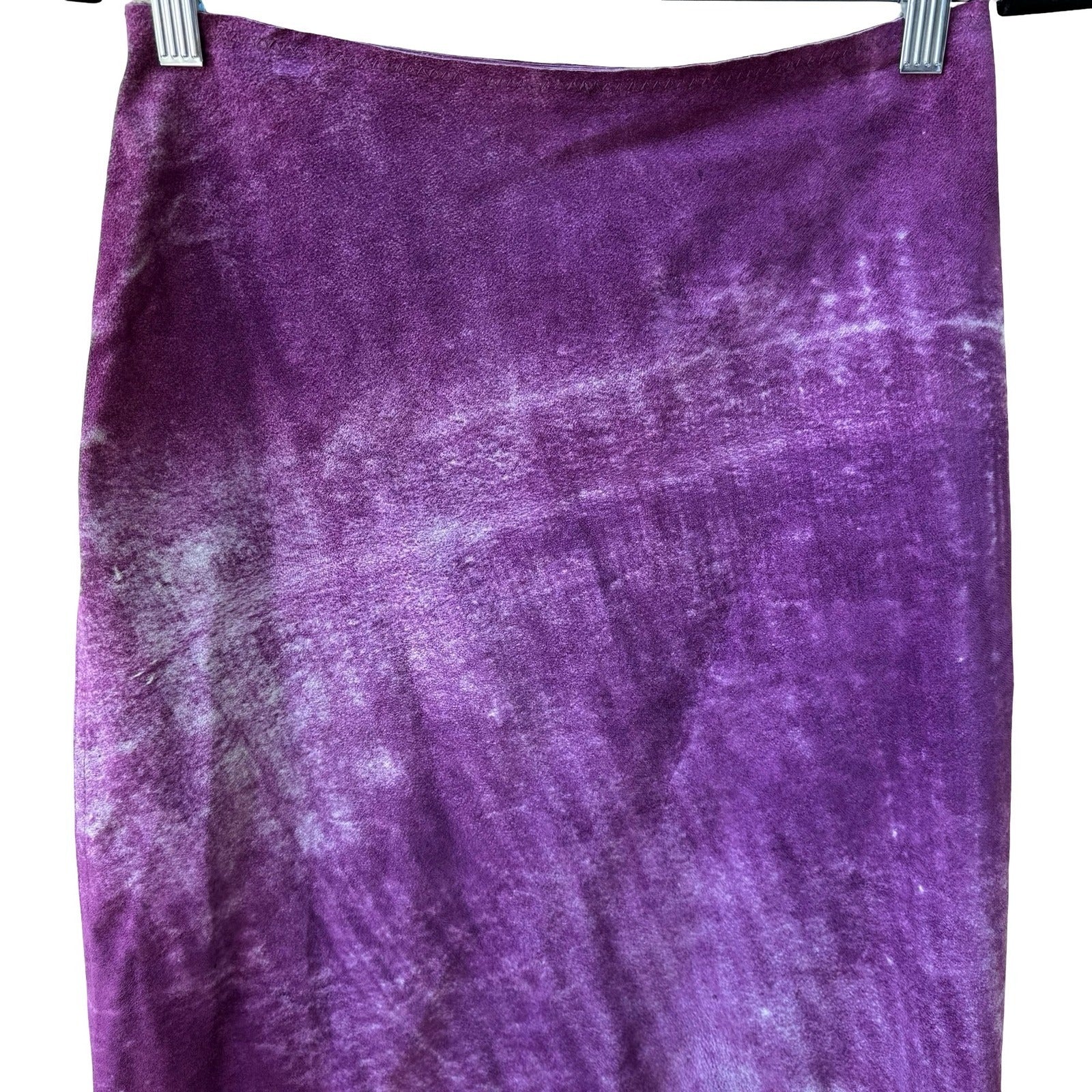 Tani Keller Y2K Grunge Indy Edgy Purple Acid Wash Distressed Suede Leather Skirt