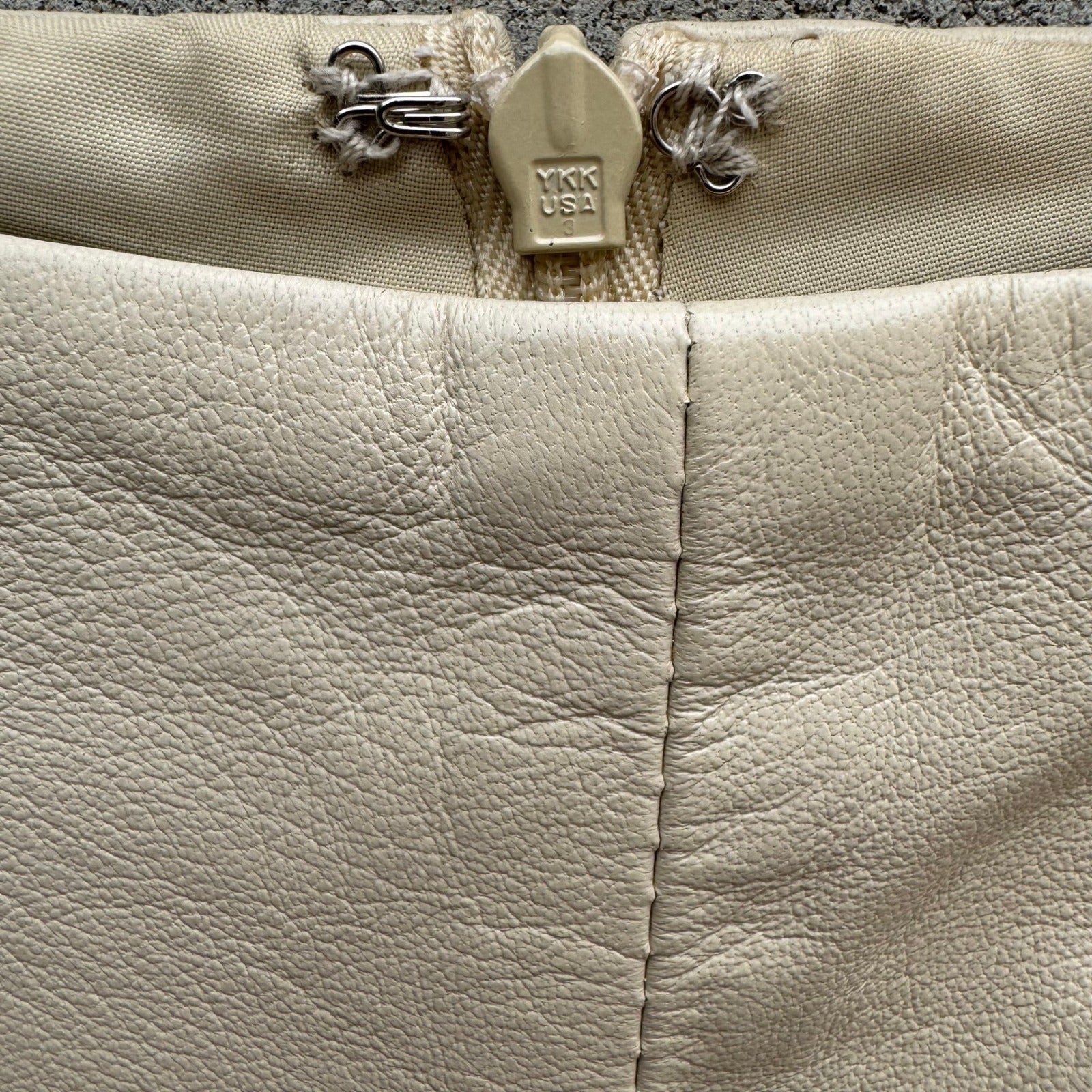Anne Klein Vintage 90s Minimalist Quiet Luxury Cream Leather High Waisted Pant 2