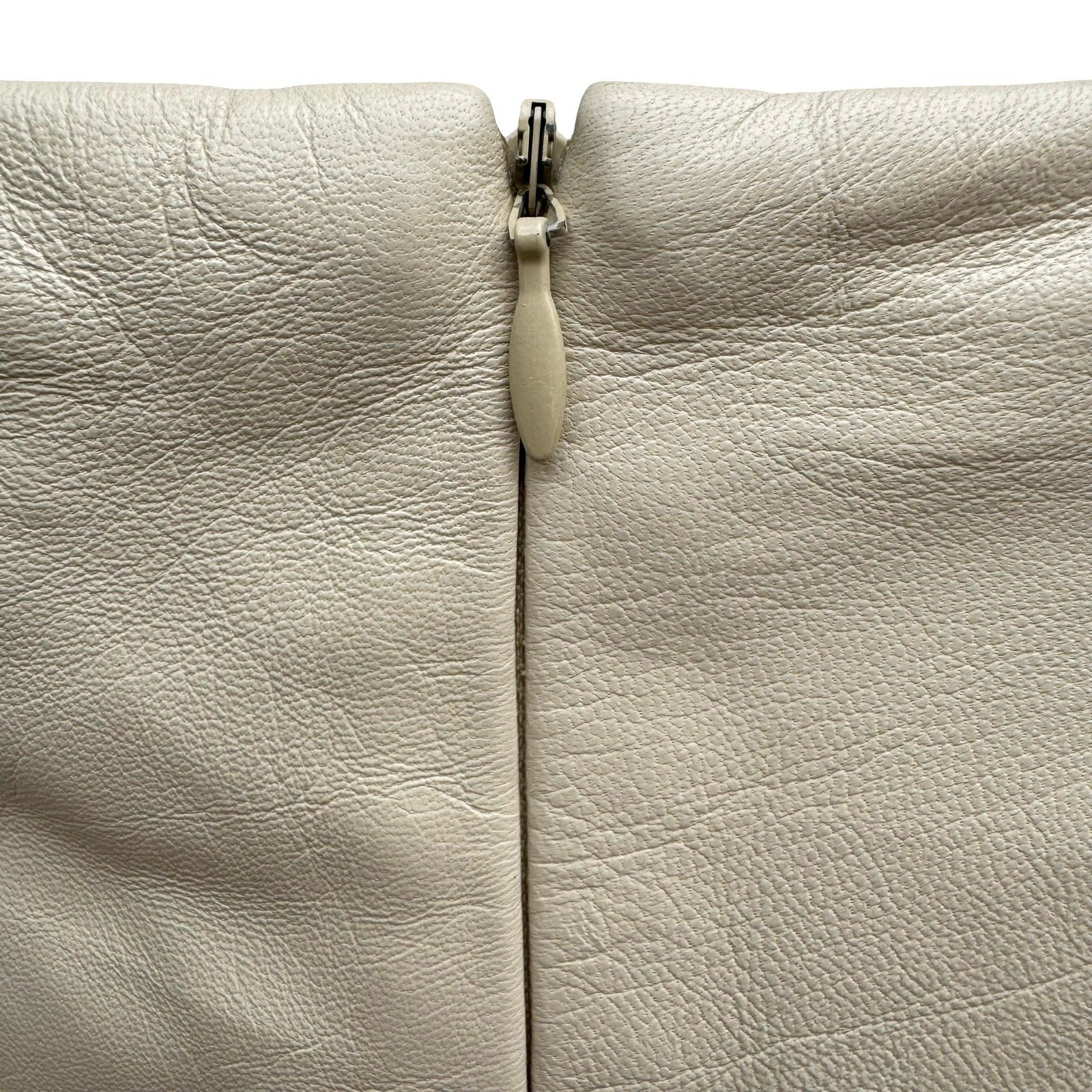 Anne Klein Vintage 90s Minimalist Quiet Luxury Cream Leather High Waisted Pant 2