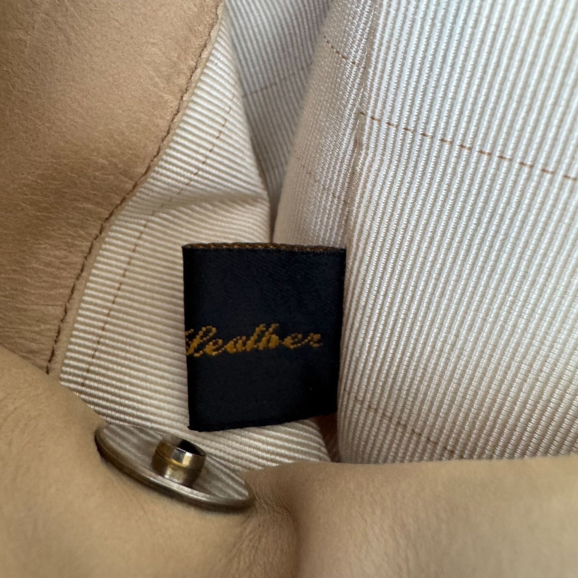 Donna Karan New York Tan Leather Hobo Shoulder Bag Brass Hardware Made In Italy