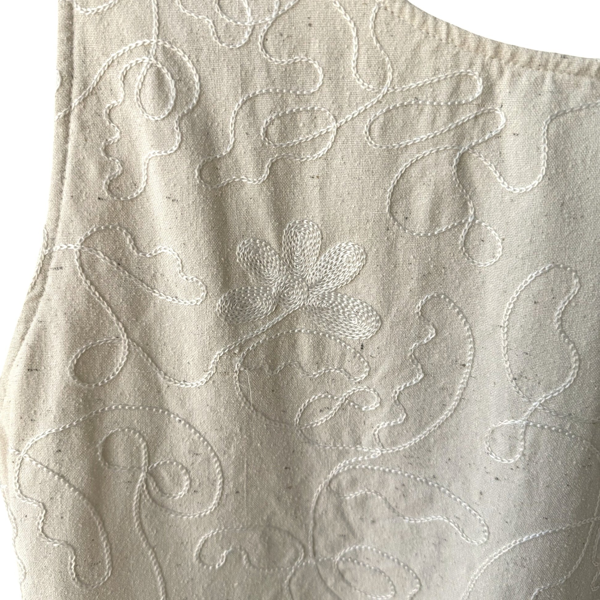 Lims Shanghai Vintage Womens Tan Silk 2-Piece Embroidered Jacket Tank Top Set M