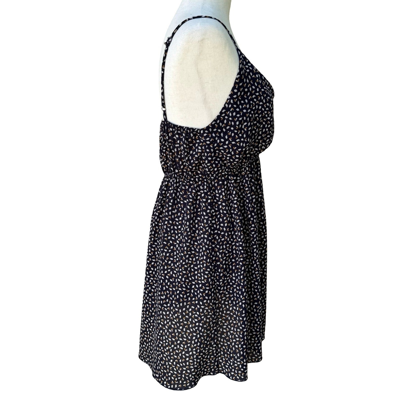 7DAYWKND Boho Whimsigoth Ditsy Floral Mini Dress V-Neck Festival Summer Navy L