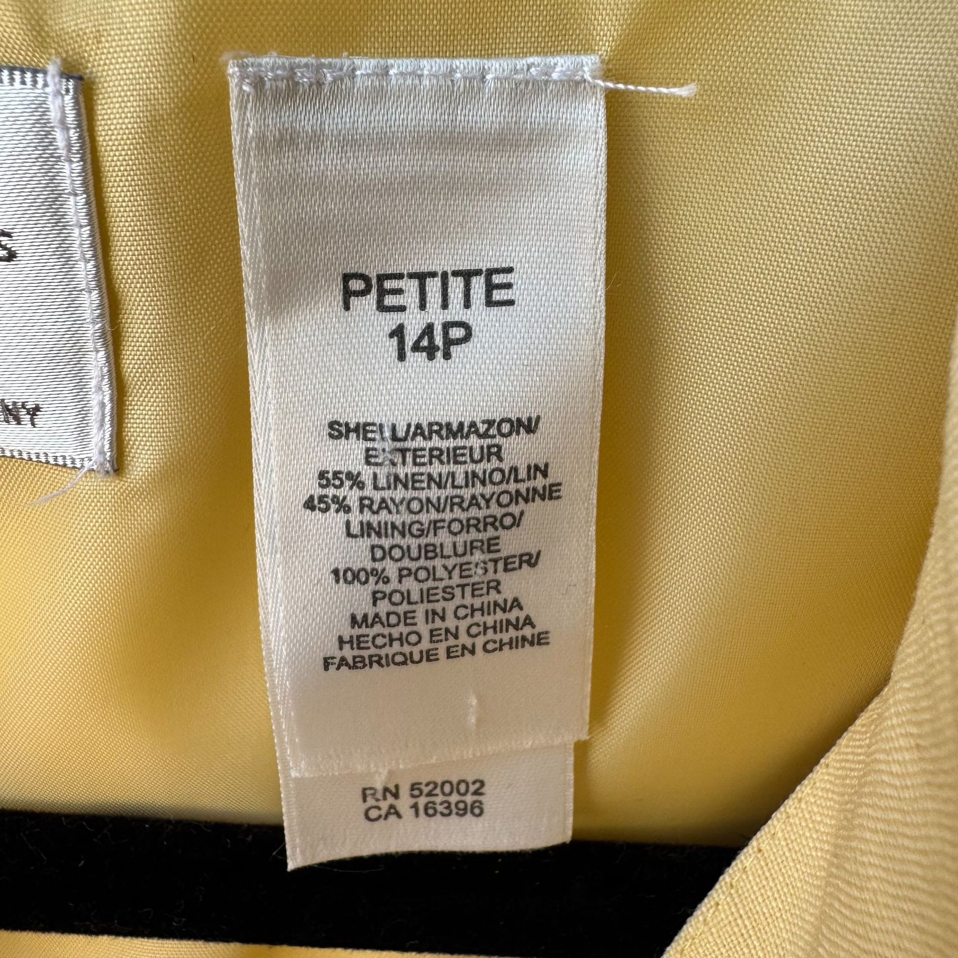 Emma James Petite Vintage Yellow Linen Blend Lace Crochet Sleeve Blazer Jacket 14P